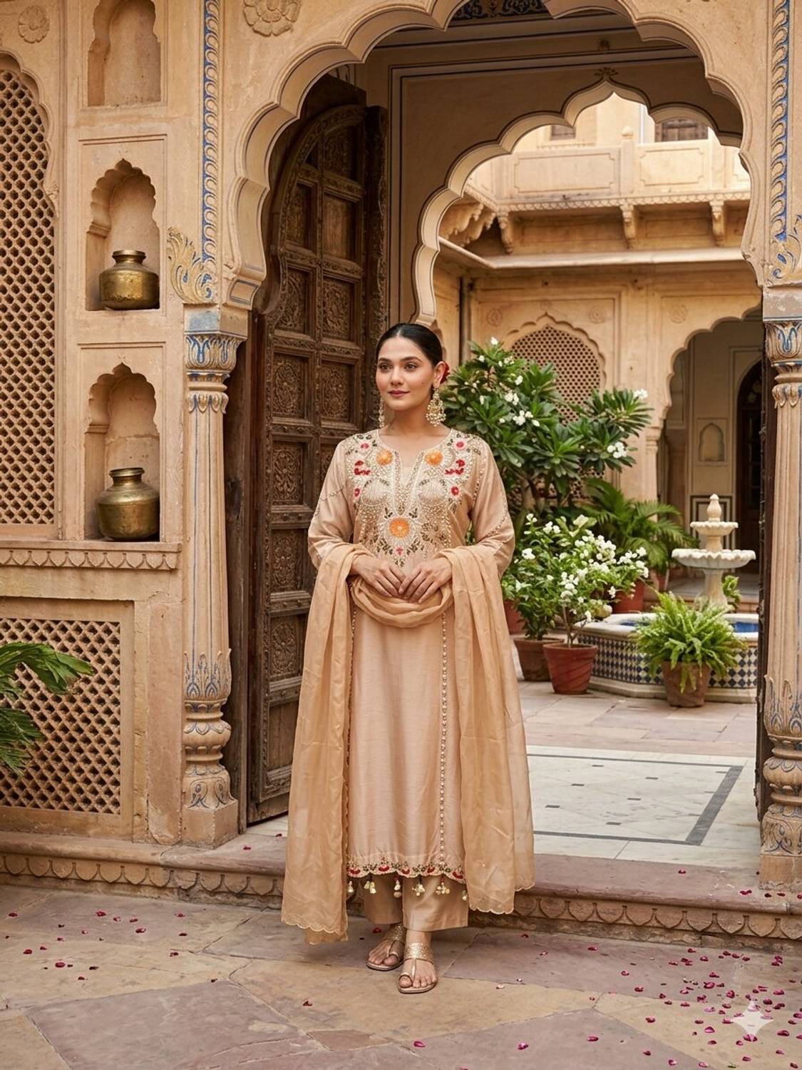 aevin fashion Embroidered Kurta, Salwar & Dupatta Set
