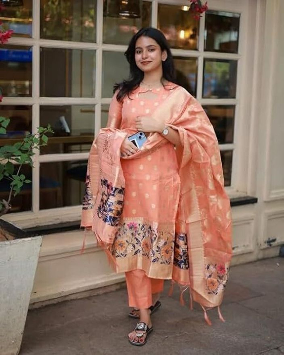 Image of Silk Bliss Self Design Kurta, Salwar & Dupatta Set
