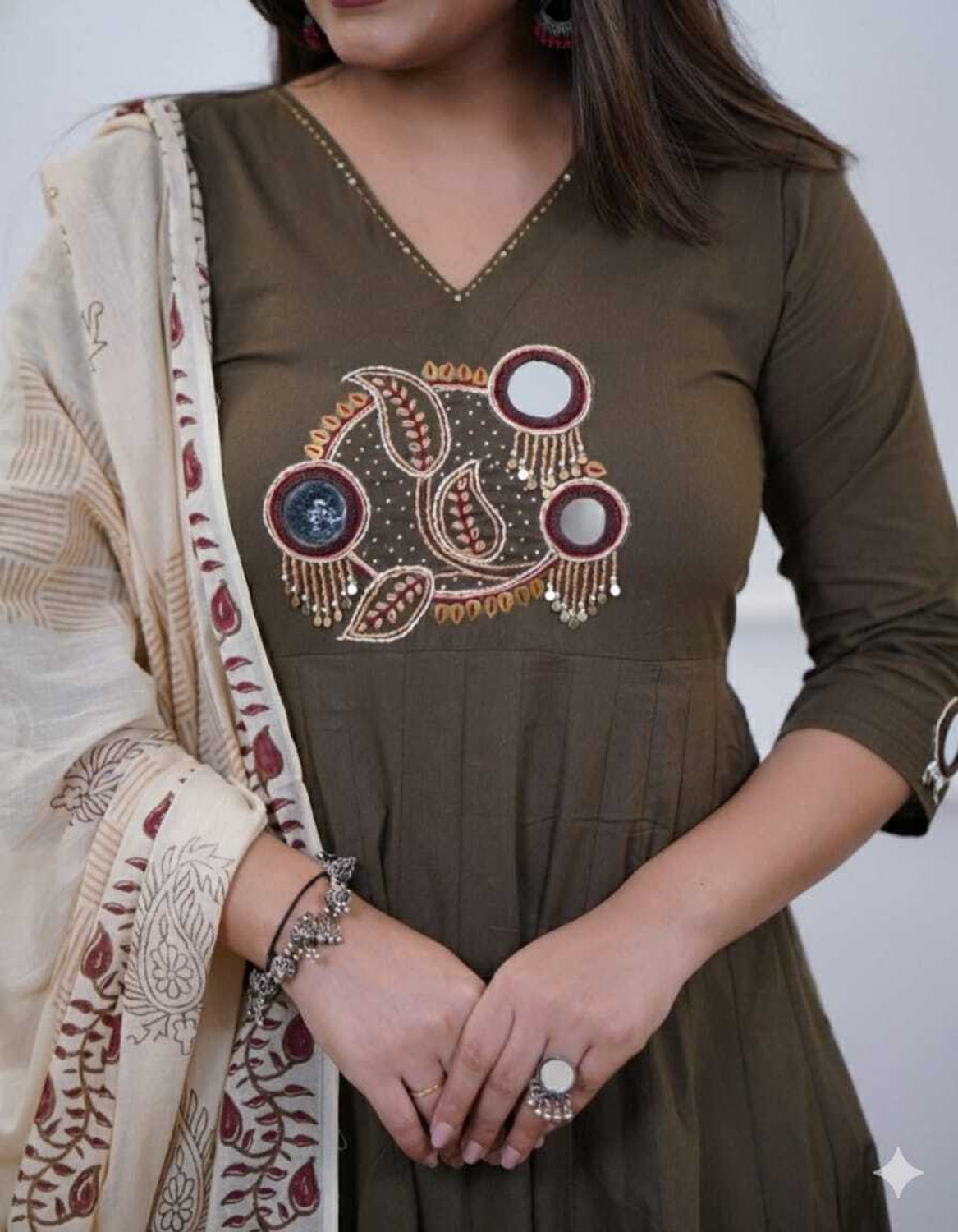 Image of Ishu Creations Embroidered Kurta, Palazzo & Dupatta Set