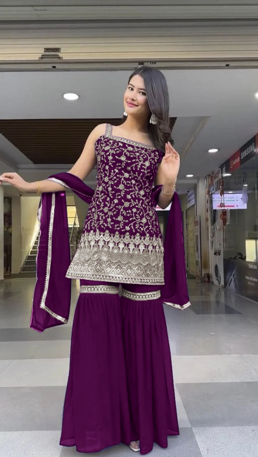 Image of FLORIKA Women Kurta Palazzo Dupatta Set