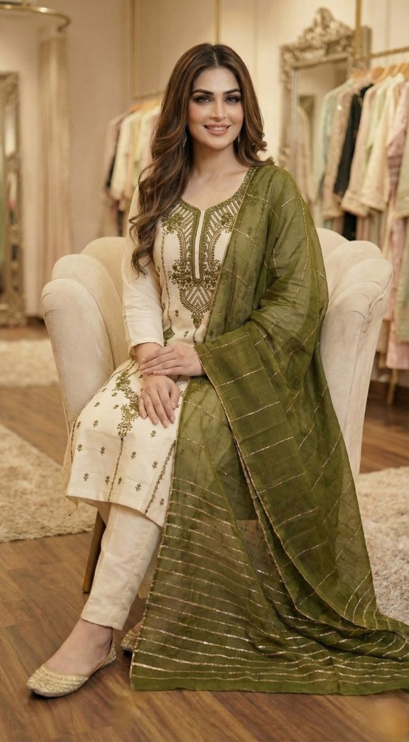 Image of EVANORA Women Kurta Pant Dupatta Set