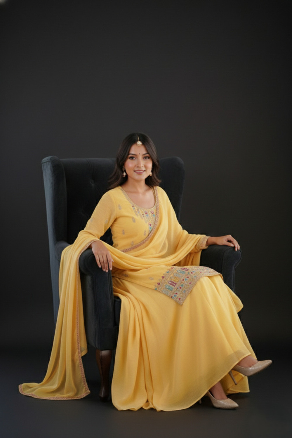 Image of deeti Embroidered Kurta, Sharara & Dupatta Set