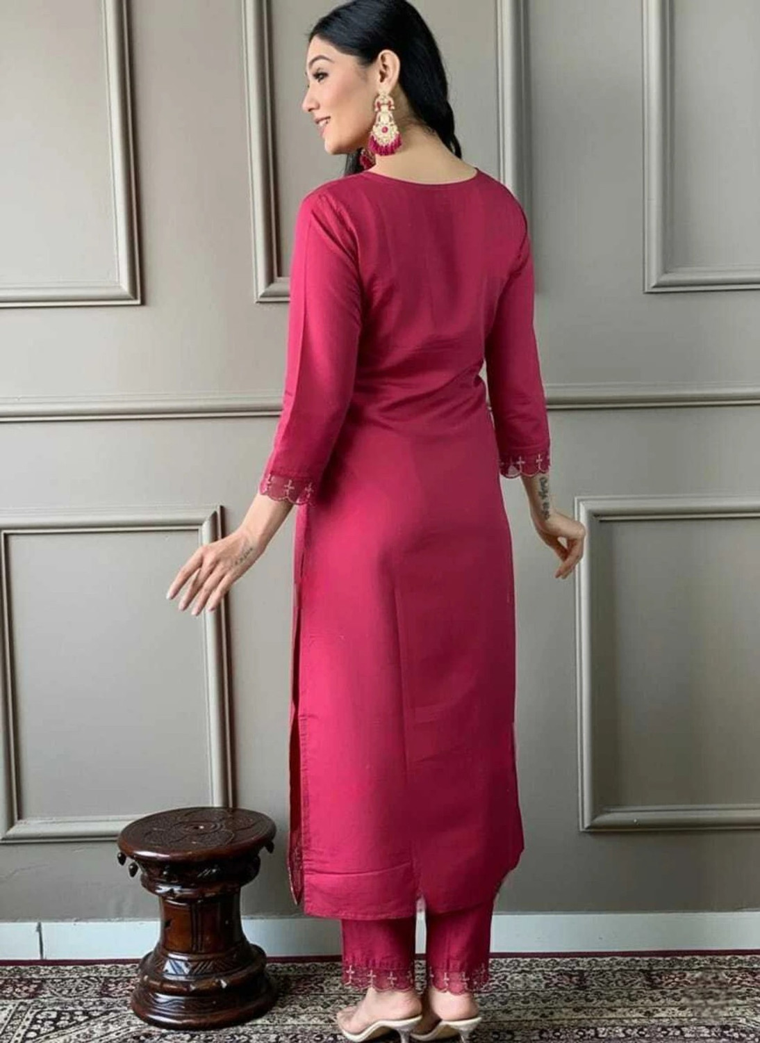 Image of shyam krishna fashion Embroidered, Floral Print Kurta, Trouser /Pant & Dupatta Set