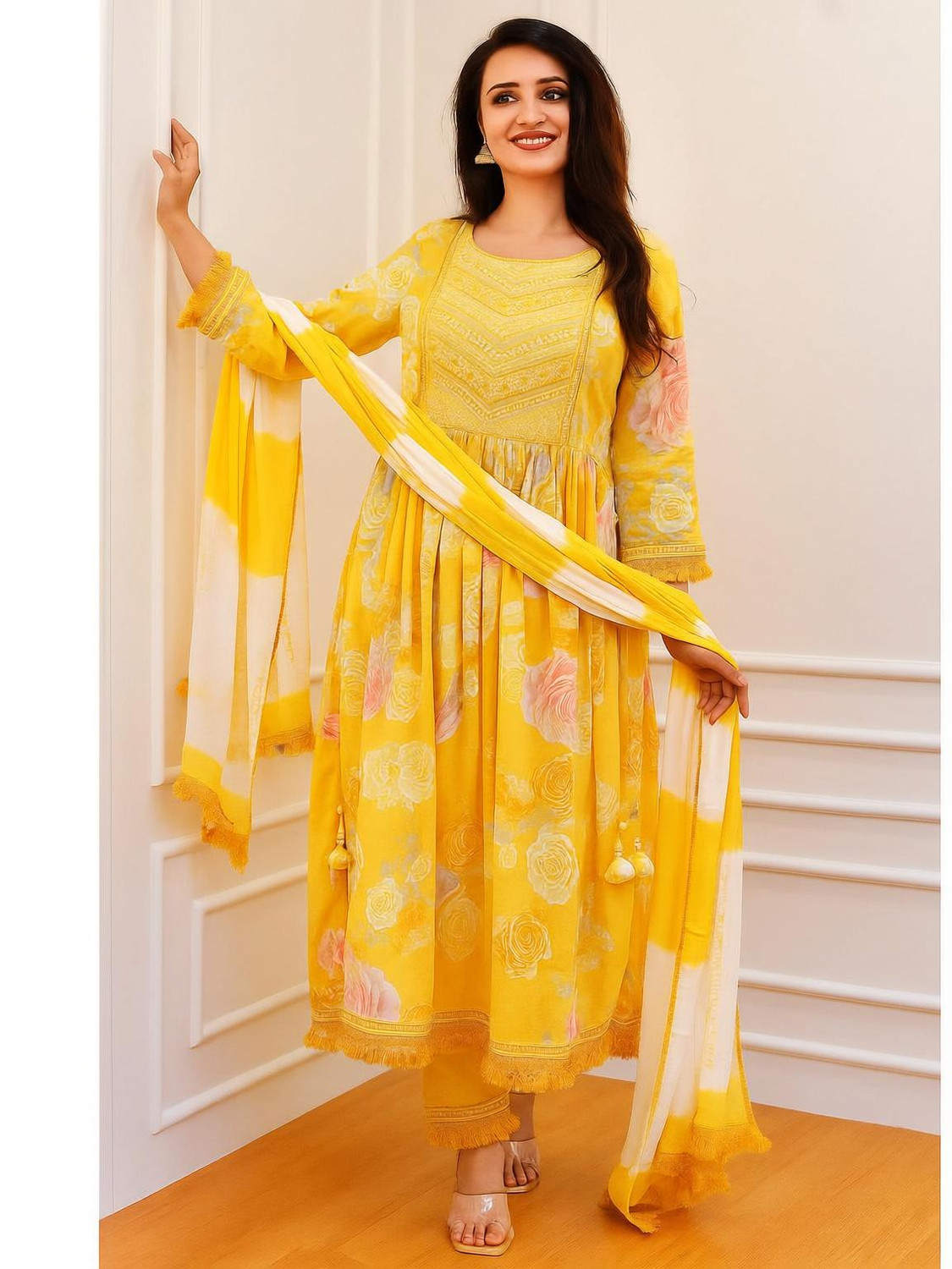 Image of AF ASHA FABRICS Printed Kurta, Salwar & Dupatta Set