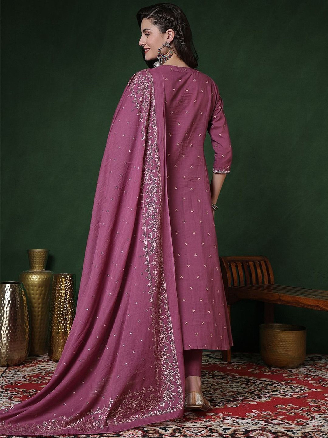 Image of Pehnura Embroidered Anarkali Kurta, Bottom & Dupatta Set