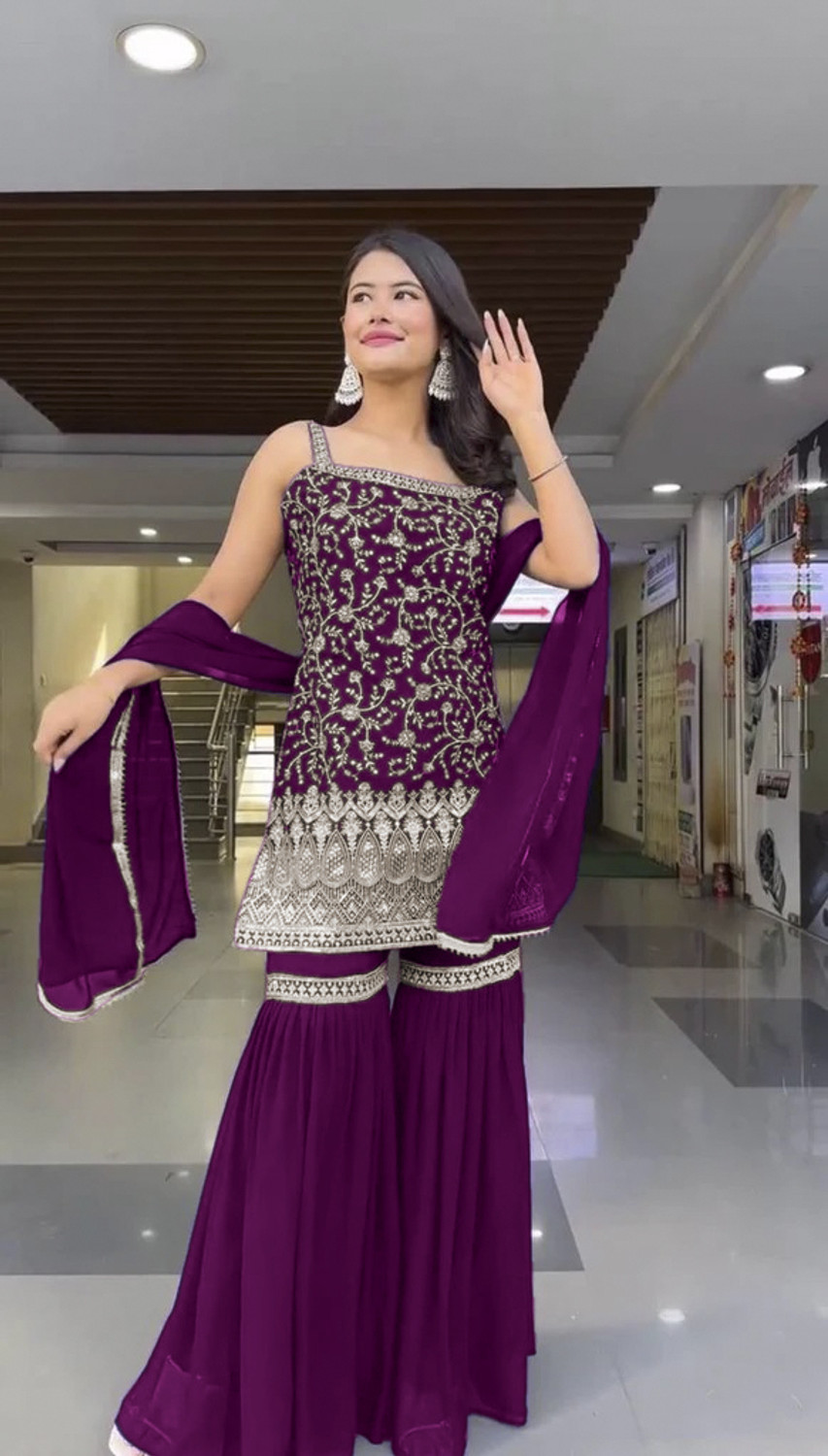 Image of FLORIKA Women Kurta Palazzo Dupatta Set
