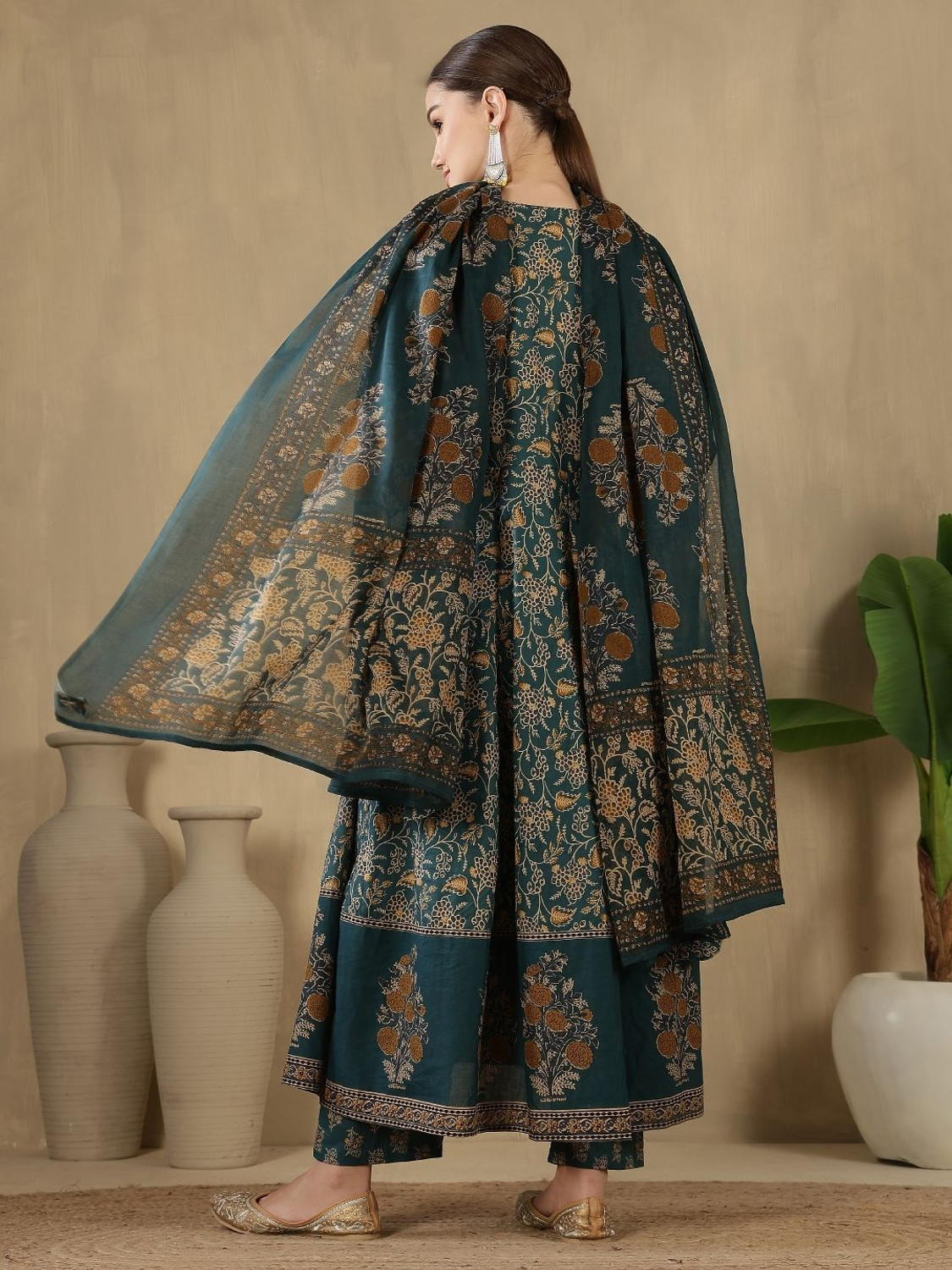 Image of KALPHEM Floral Print Kurta, Palazzo & Dupatta Set