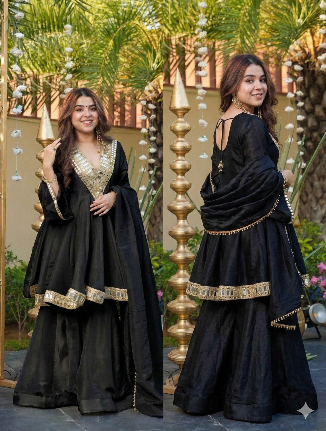 Image of BE IN TEXO FAB Embroidered Kurta, Sharara & Dupatta Set