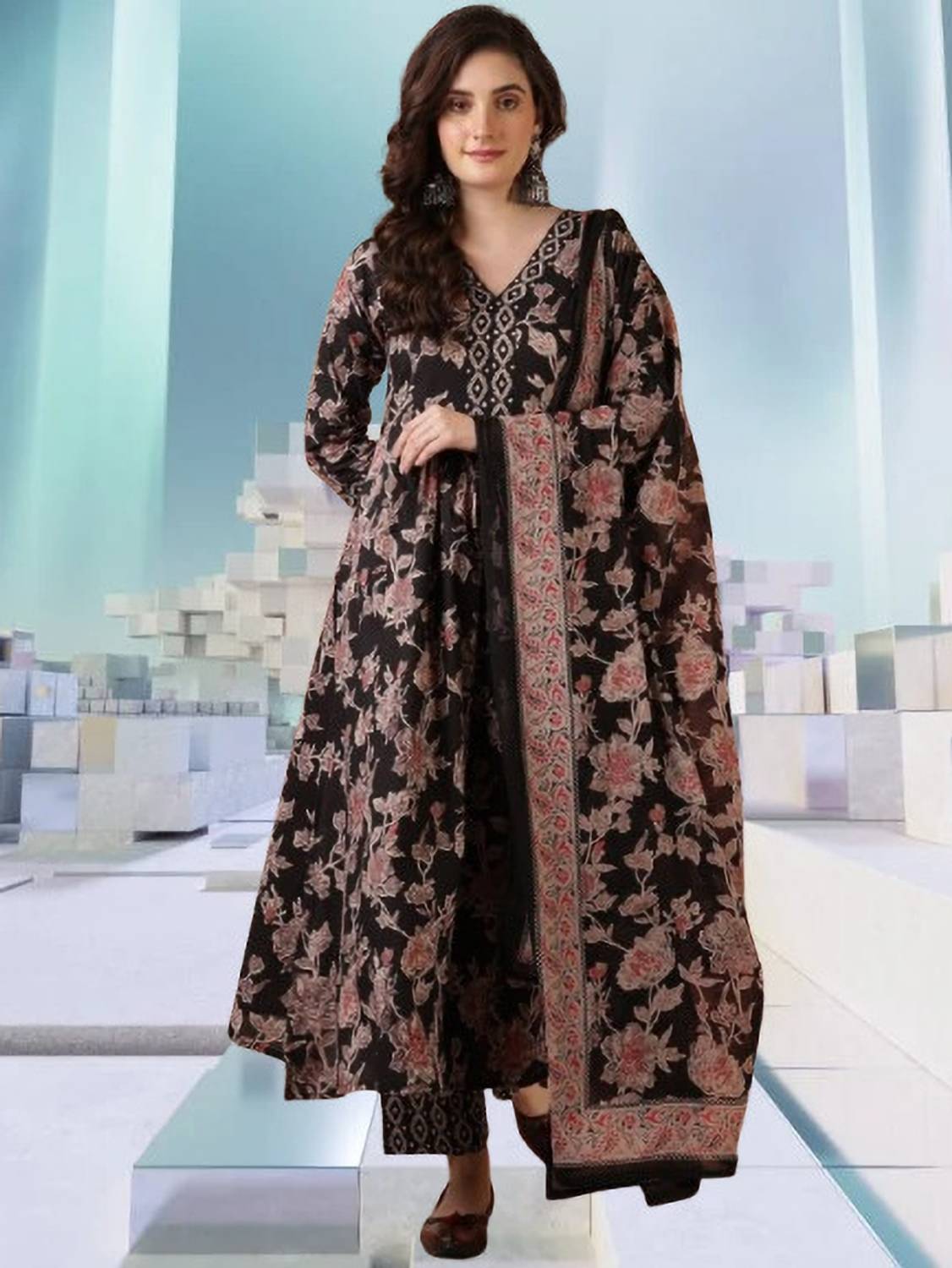 ANSAYA Self Design Anarkali Kurta, Bottom & Dupatta Set