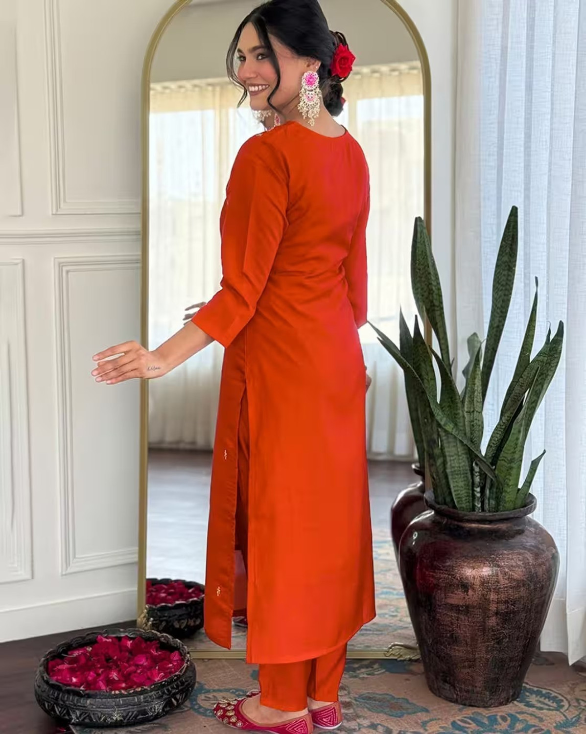 Image of C4A Embroidered Kurta, Trouser /Pant & Dupatta Set