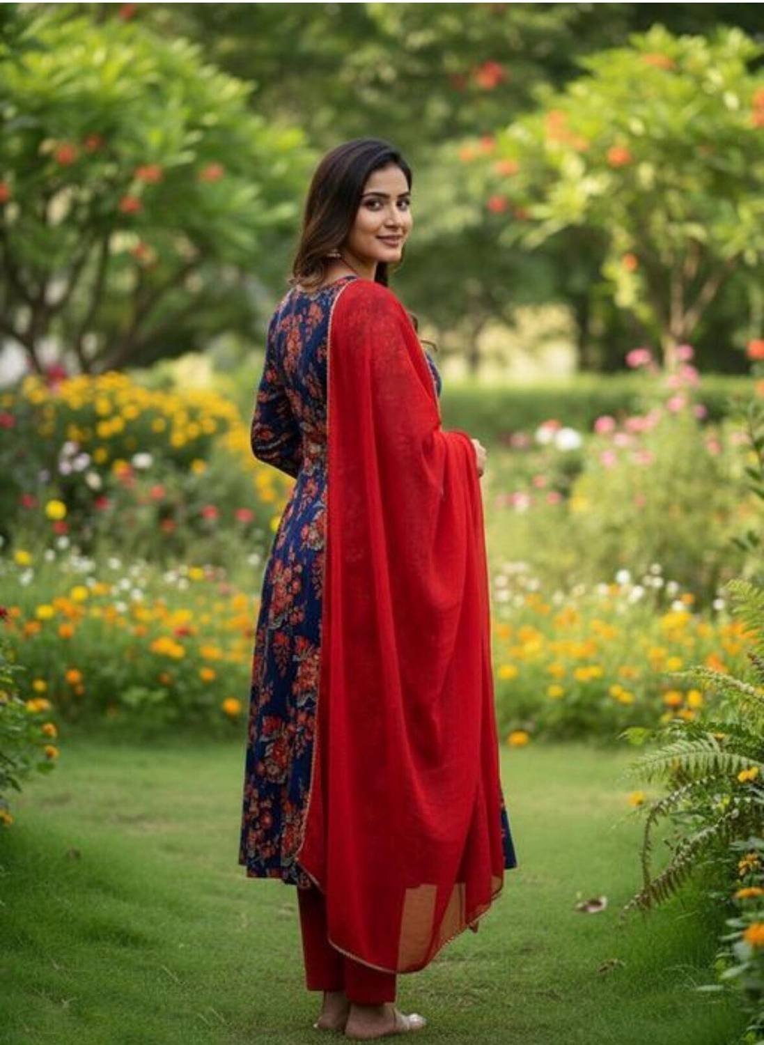 DAKSHFAB Floral Print Kurta Set - Image 2