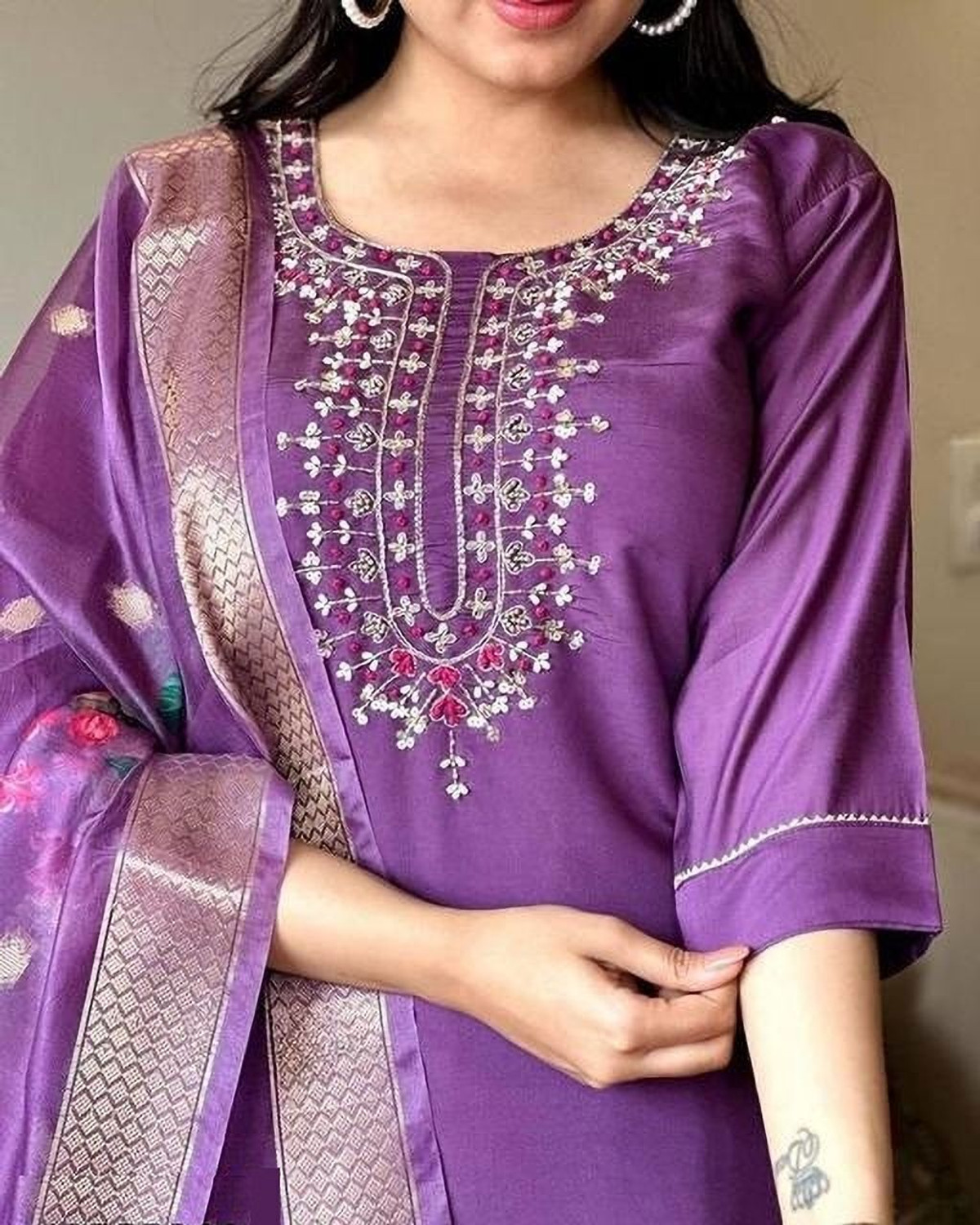 Image of Zinariya Fab Embroidered Kurta, Salwar & Dupatta Set