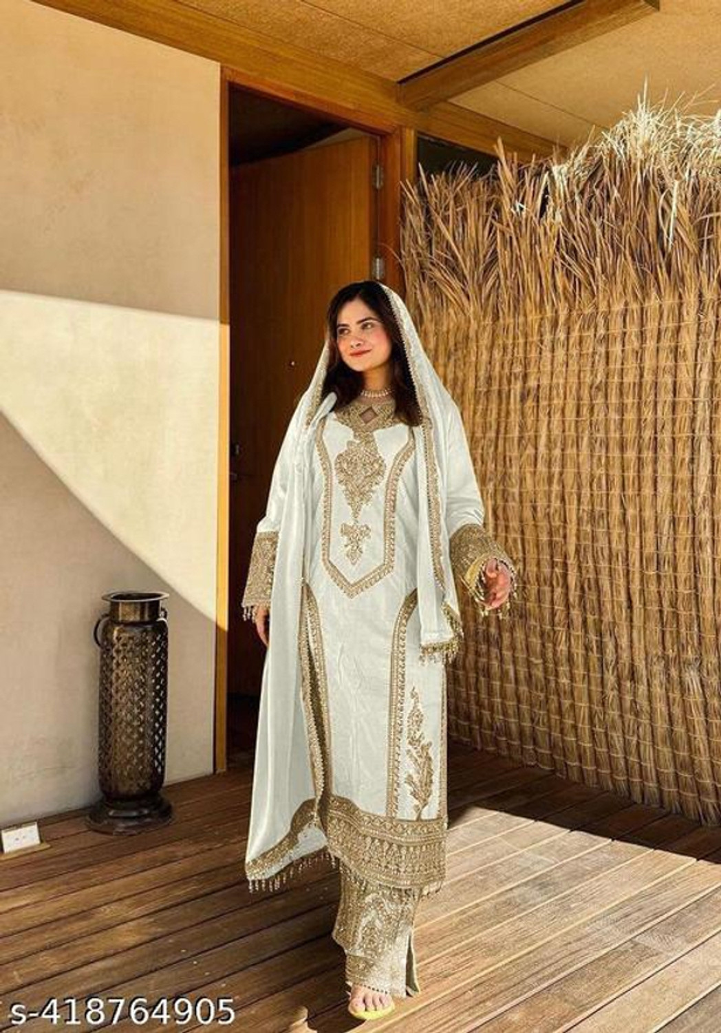 Image of Bhavani Creation Embroidered Kurta, Trouser /Pant & Dupatta Set
