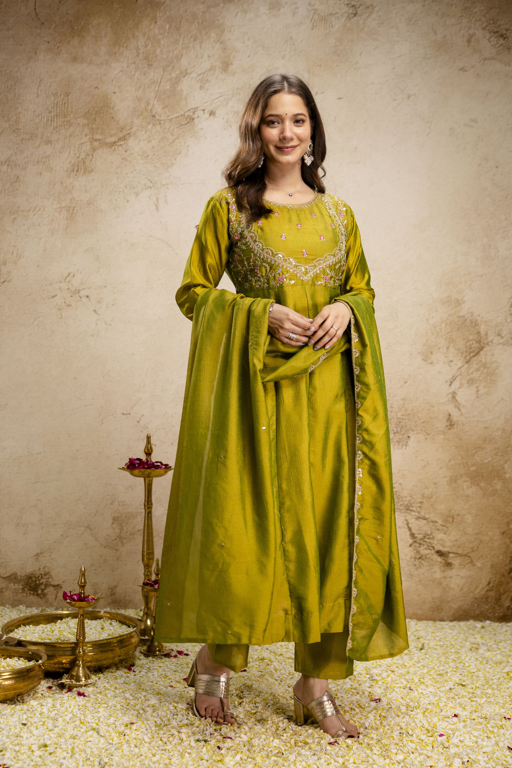 Image of SHRIYAN CREATION Embroidered Anarkali Kurta, Bottom & Dupatta Set