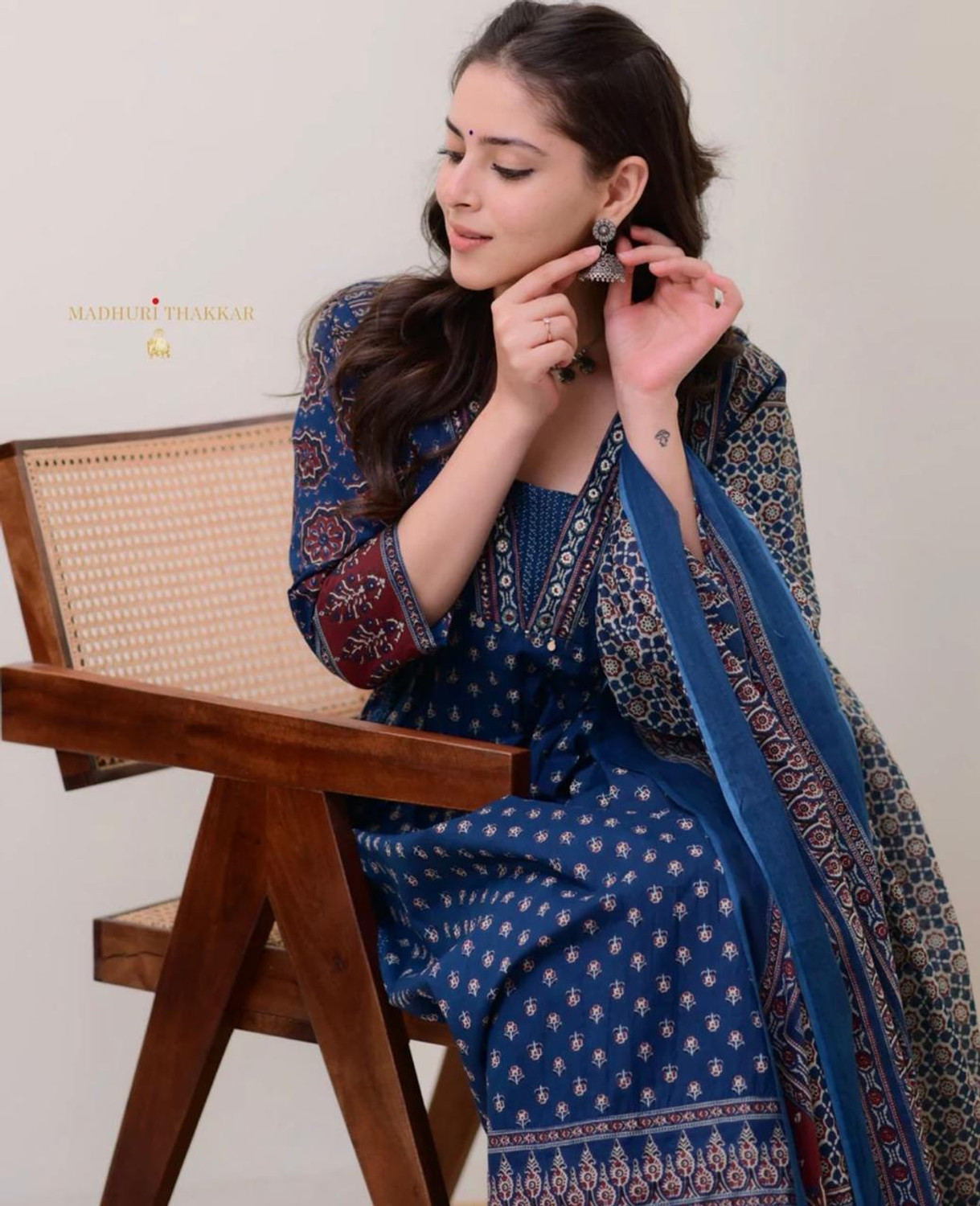 Image of fashion hour Printed Anarkali Kurta, Bottom & Dupatta Set