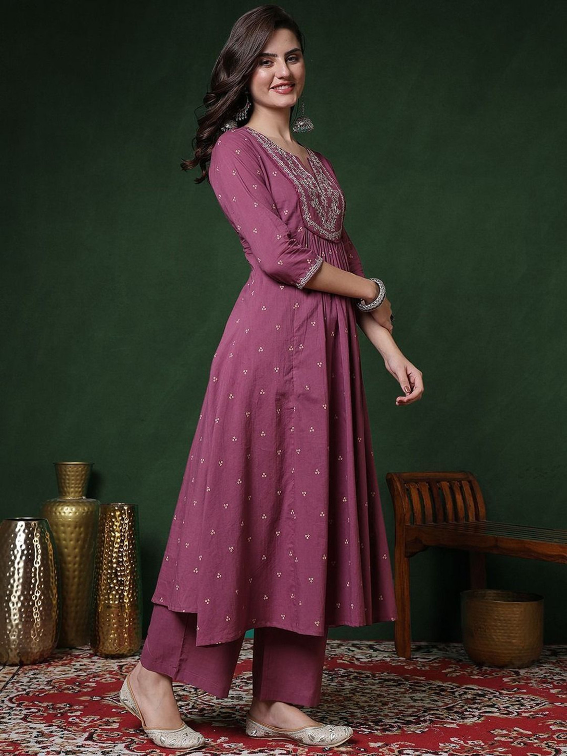 Image of Pehnura Embroidered Anarkali Kurta, Bottom & Dupatta Set
