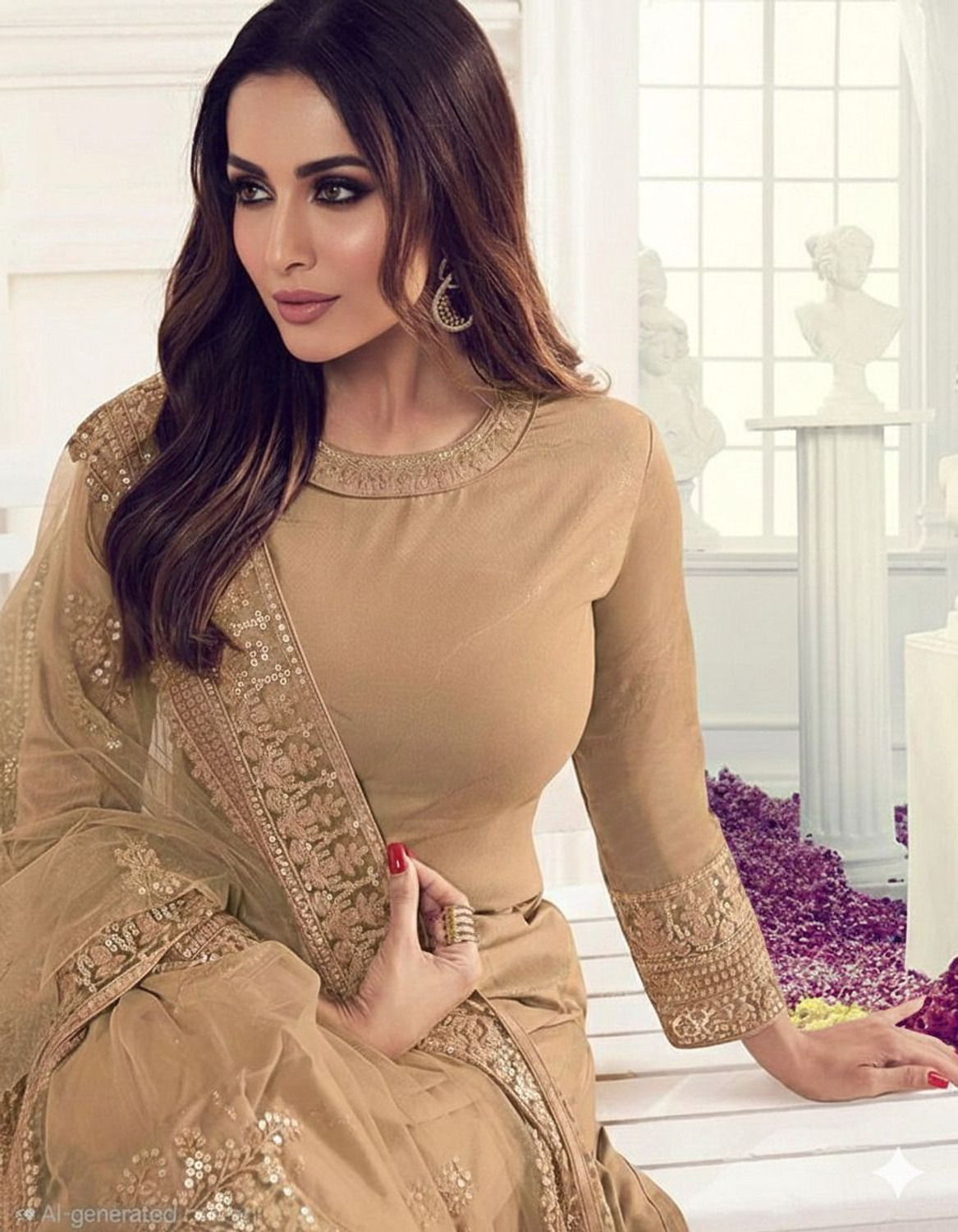 Image of WAZIX Clothing Printed Kurta, Trouser /Pant & Dupatta Set