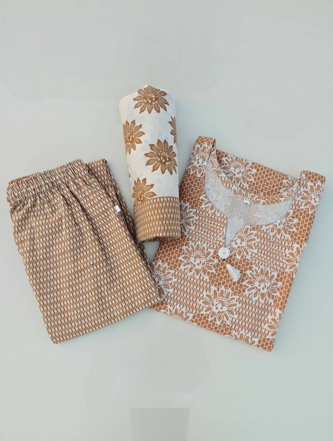 ABCOLLECTION Printed Kurta, Palazzo & Dupatta Set