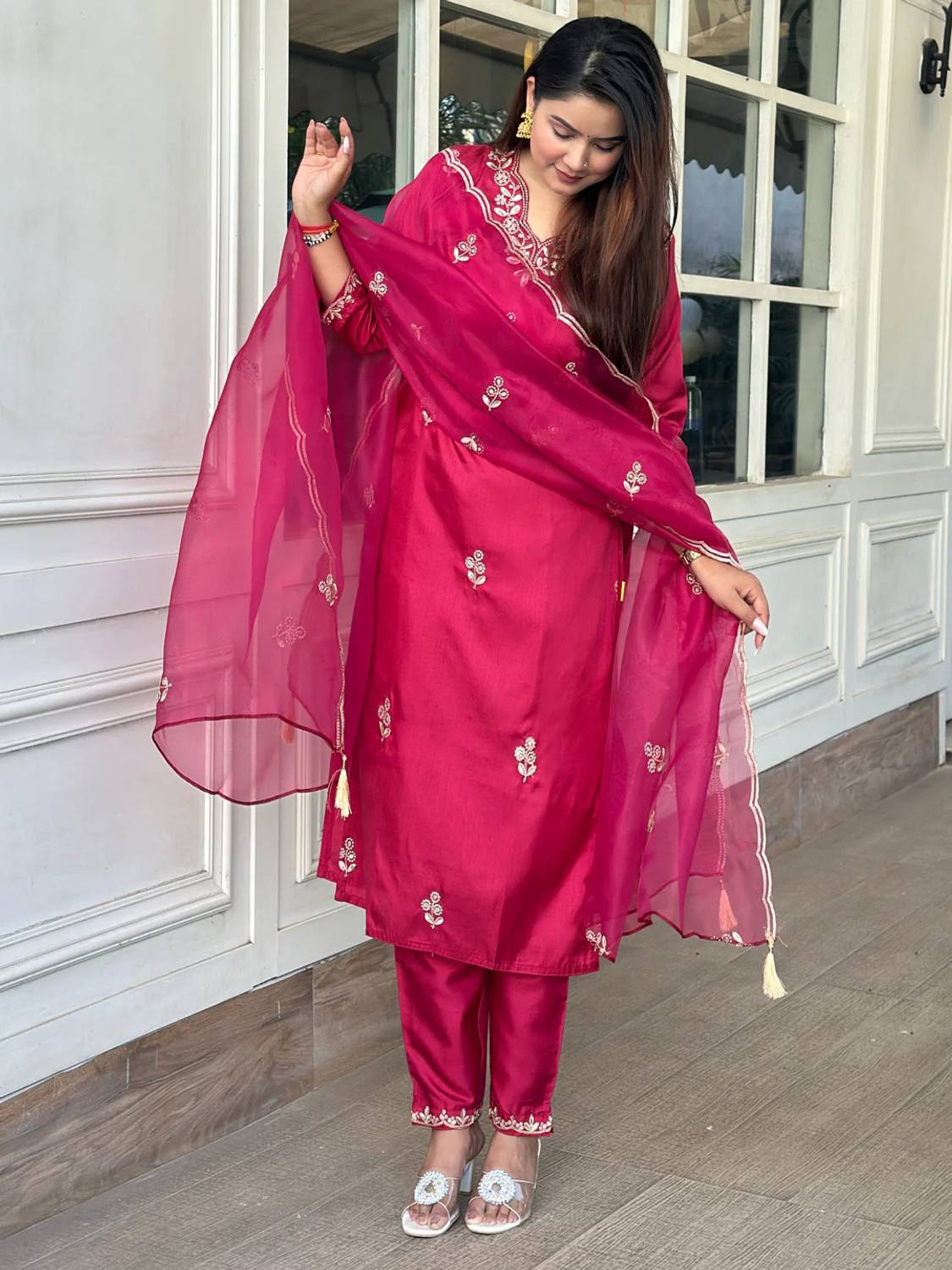 mirapari Embroidered Kurta, Trouser & Dupatta Set - Image 4