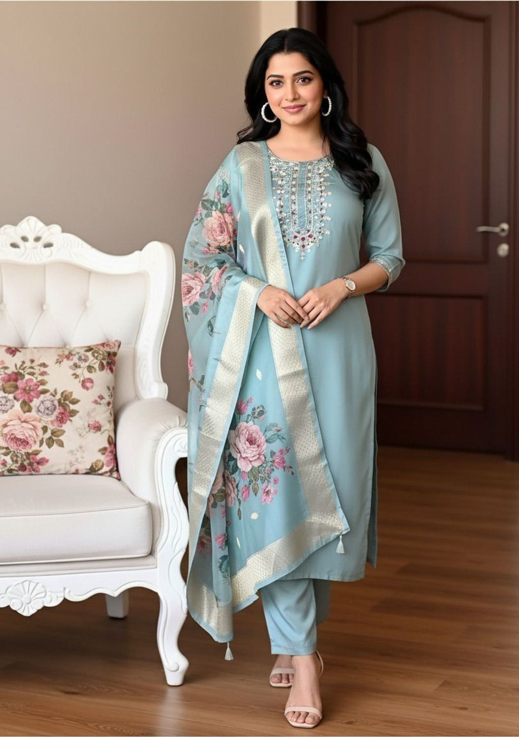Image of VIR BAJRANG FASHION Women Kurta Pyjama Attached Dupatta Set