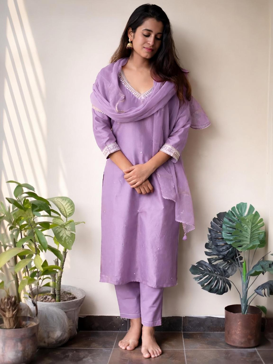 Image of CLIW Embroidered Kurta, Trouser /Pant & Dupatta Set
