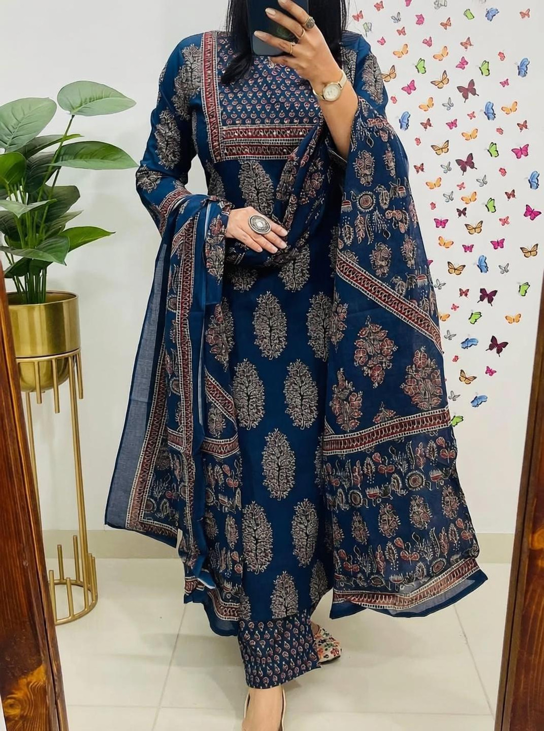 Image of Hari Om Printed Kurta, Trouser /Pant & Dupatta Set