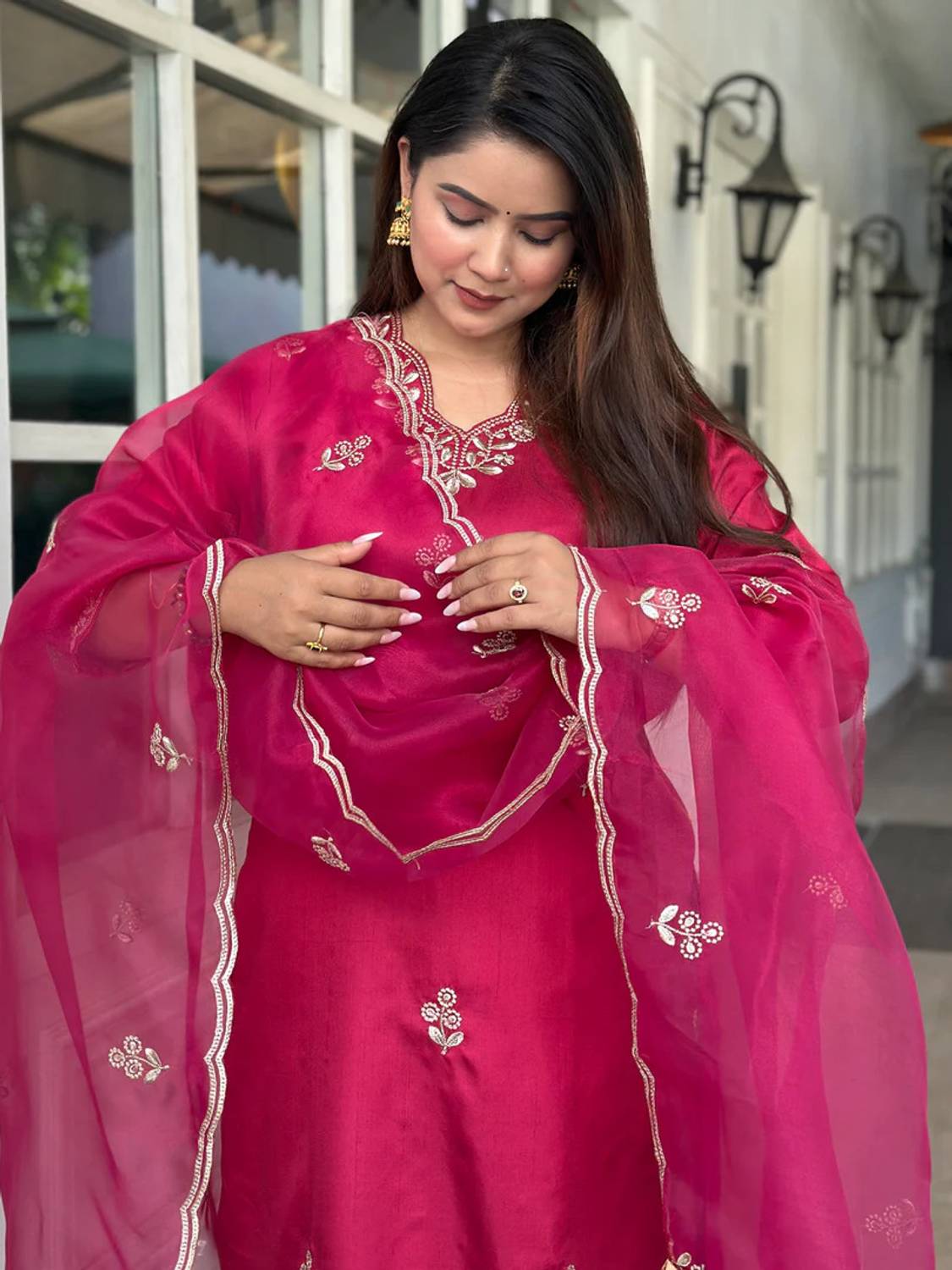 mirapari Embroidered Kurta, Trouser & Dupatta Set - Image 1