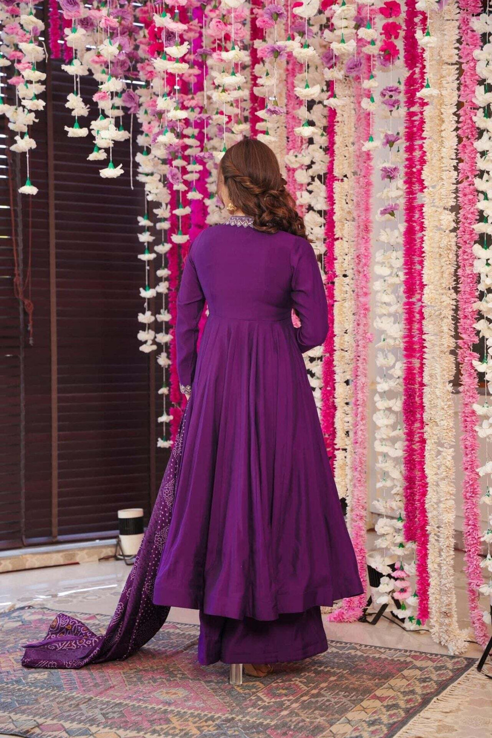 Image of Vastrangam Solid Anarkali Kurta, Bottom & Dupatta Set