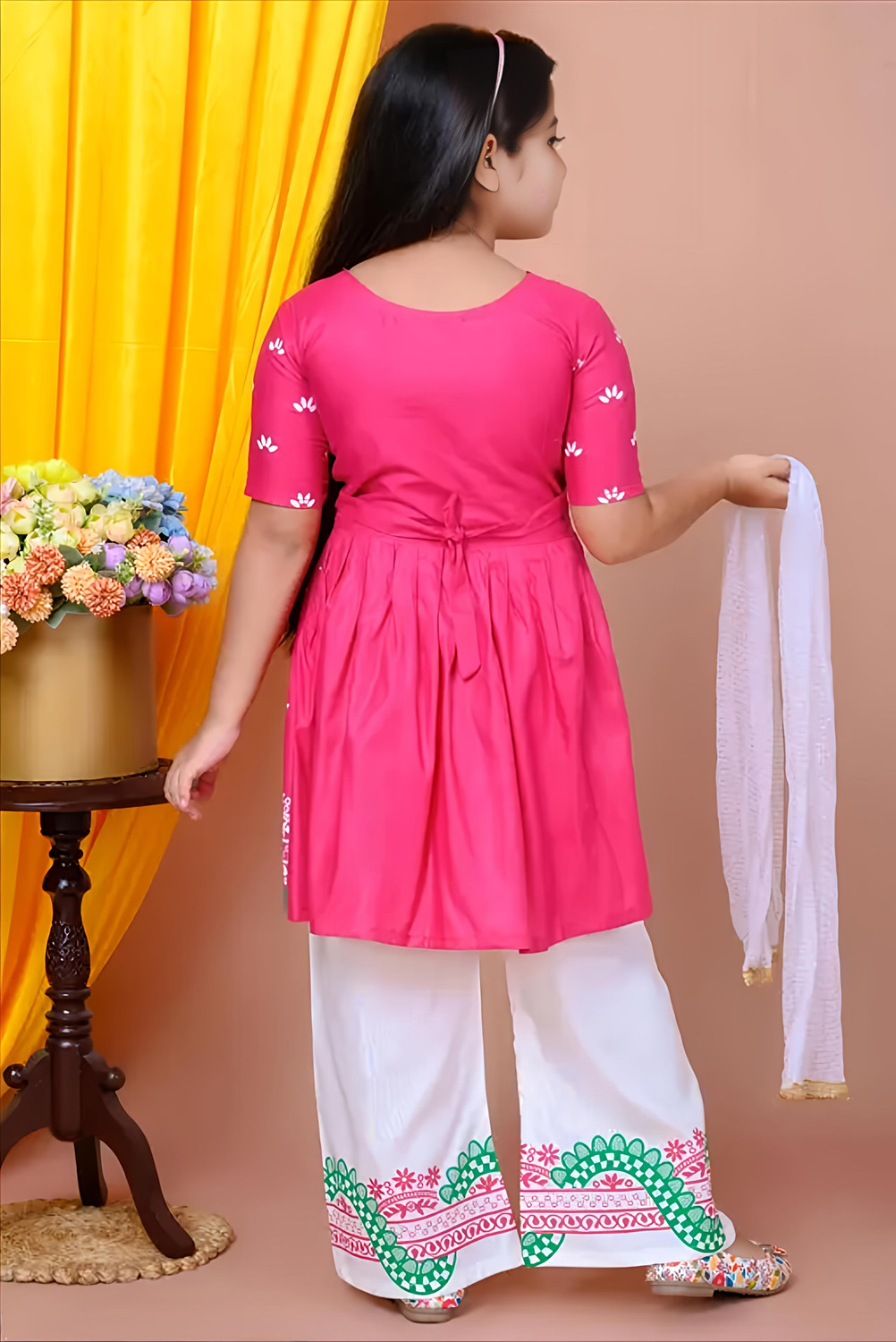 Image of NEW SK DRESSES Girls Festive & Party Kurta, Pyjama & Dupatta Set (Pink Pack of 1)