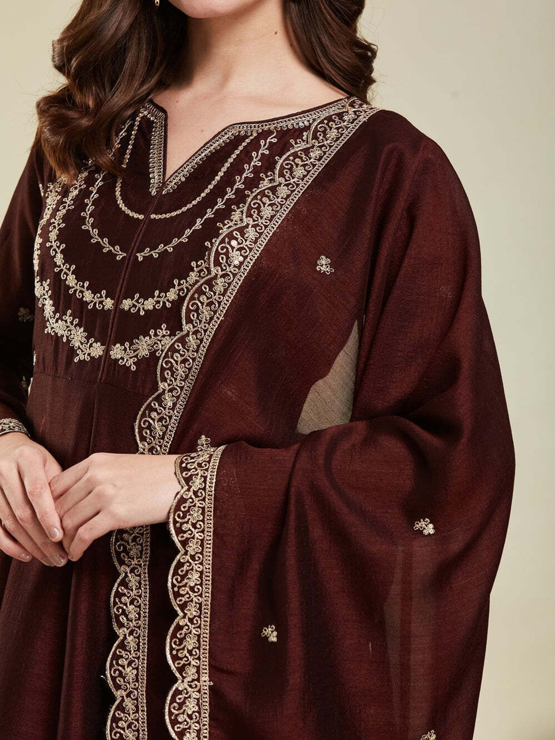 Image of SIDDHESHWAR CREATION Embroidered Anarkali Kurta, Bottom & Dupatta Set