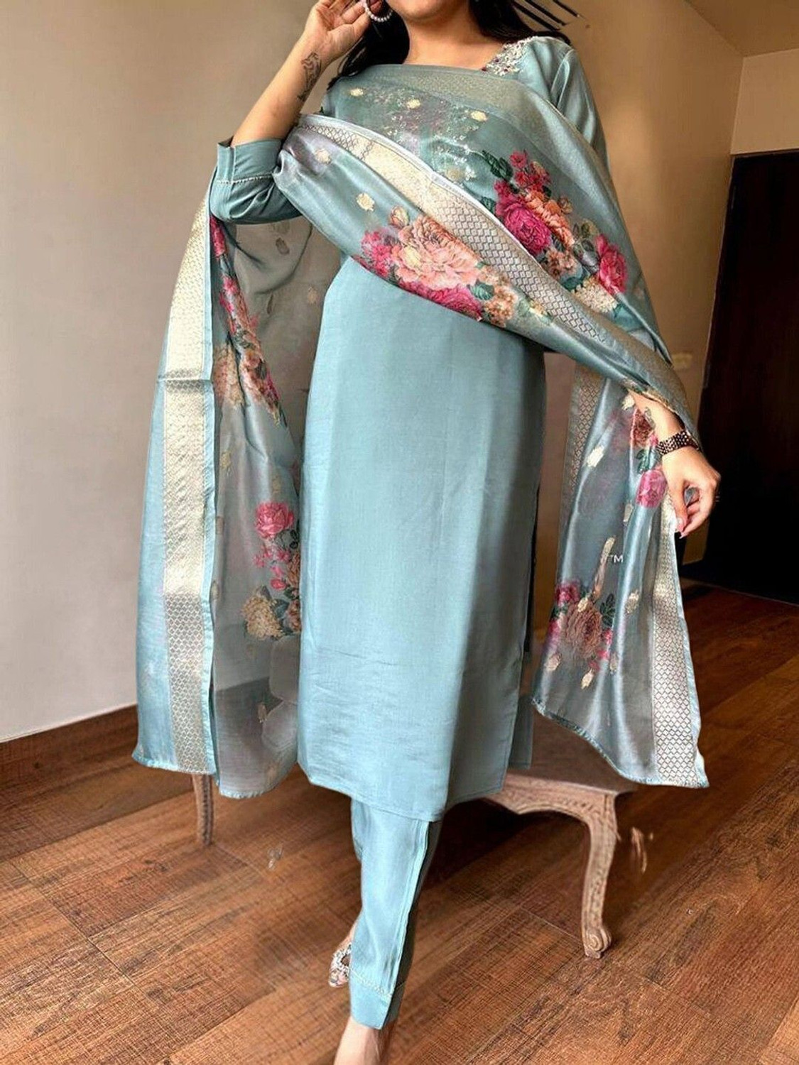 Image of Zinariya Fab Embroidered Kurta, Salwar & Dupatta Set