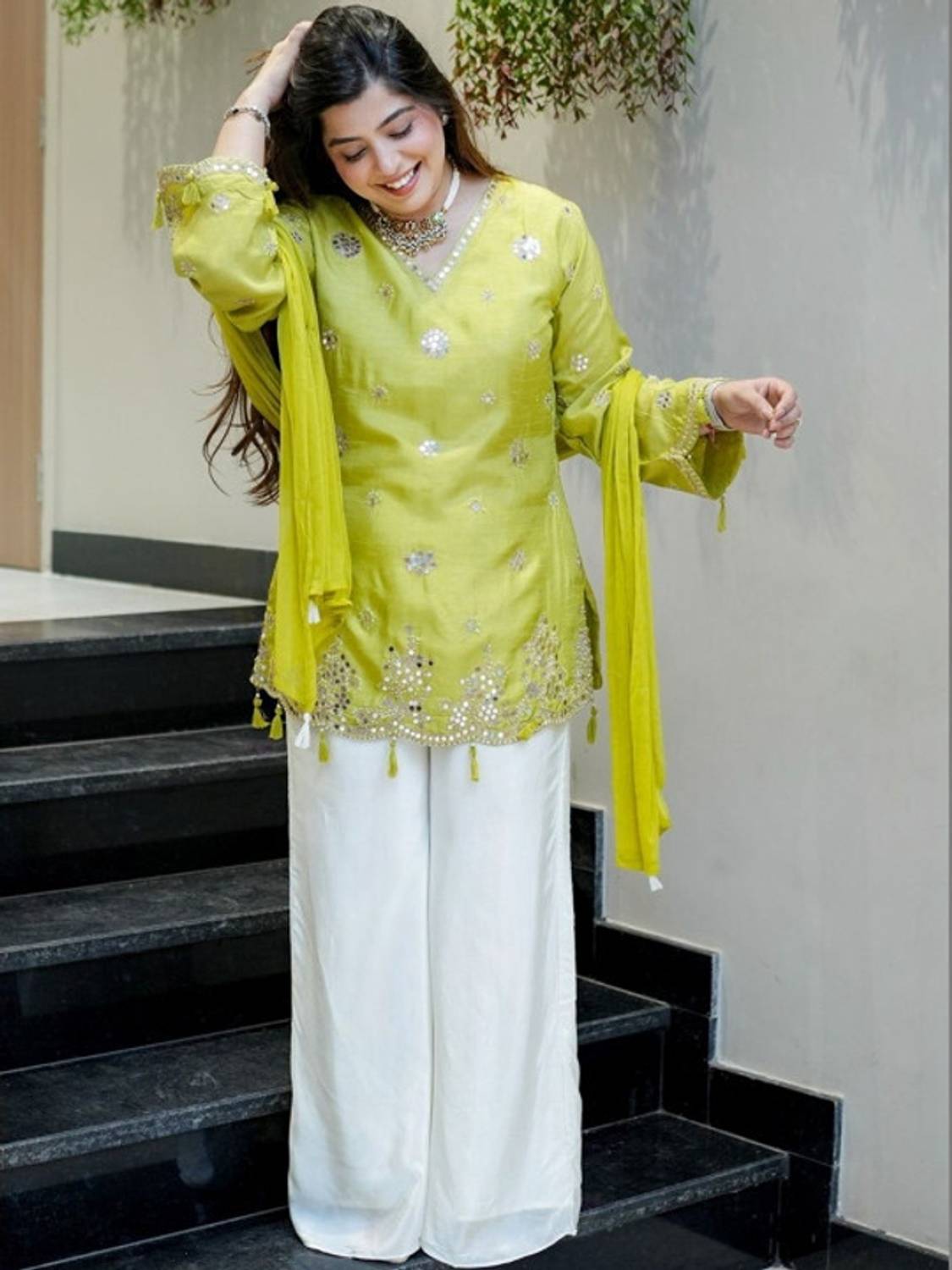 Wtune Women Kurti Palazzo Dupatta Set - Image 1