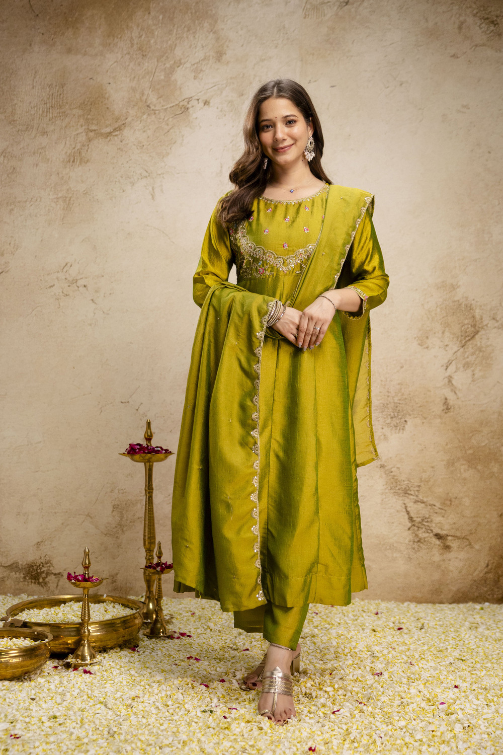 Image of SHRIYAN CREATION Embroidered Anarkali Kurta, Bottom & Dupatta Set
