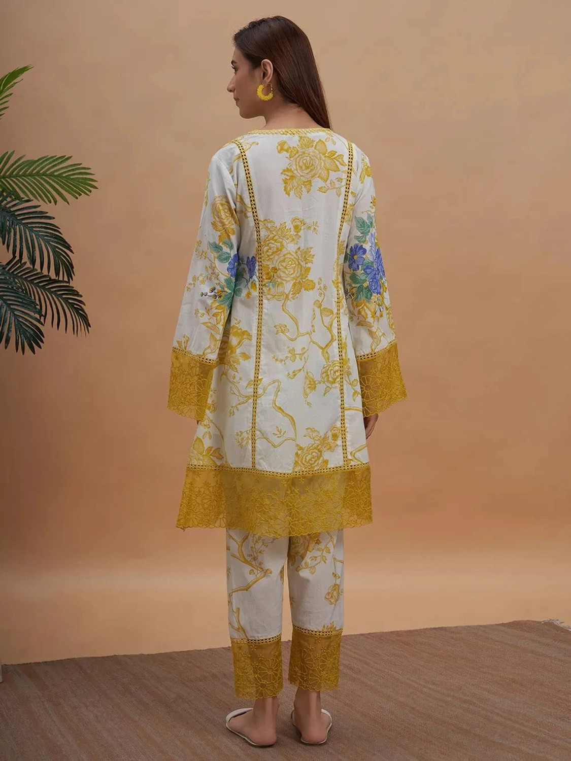 Image of Royal Export Embroidered, Floral Print Kurta, Trouser /Pant & Dupatta Set
