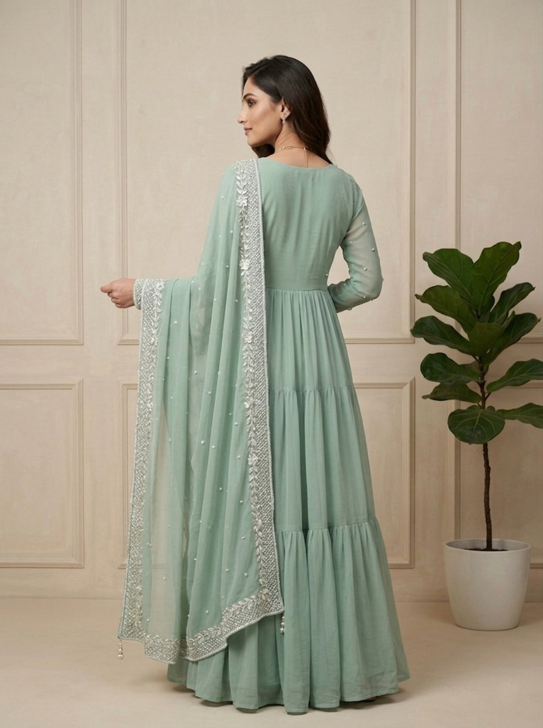 Image of GRISHU COLLECTION Embroidered Anarkali Kurta, Bottom & Dupatta Set