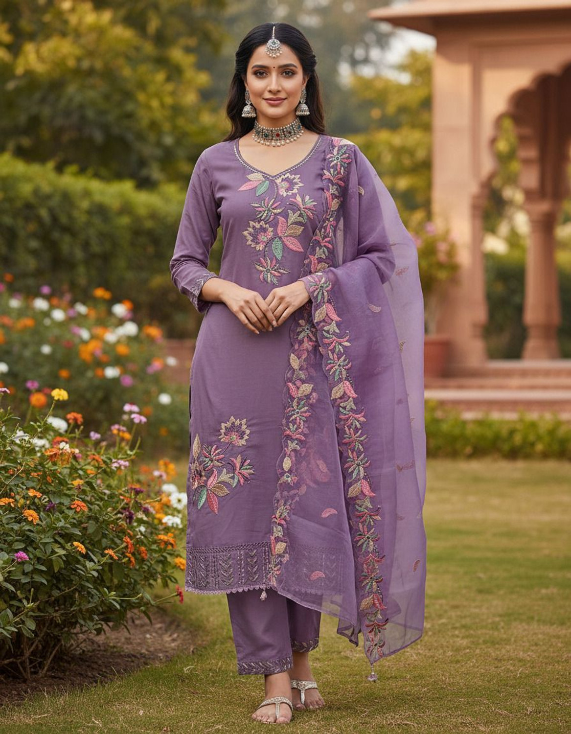TALAVIYA Embroidered Kurta, Trouser/Pant & Dupatta Set