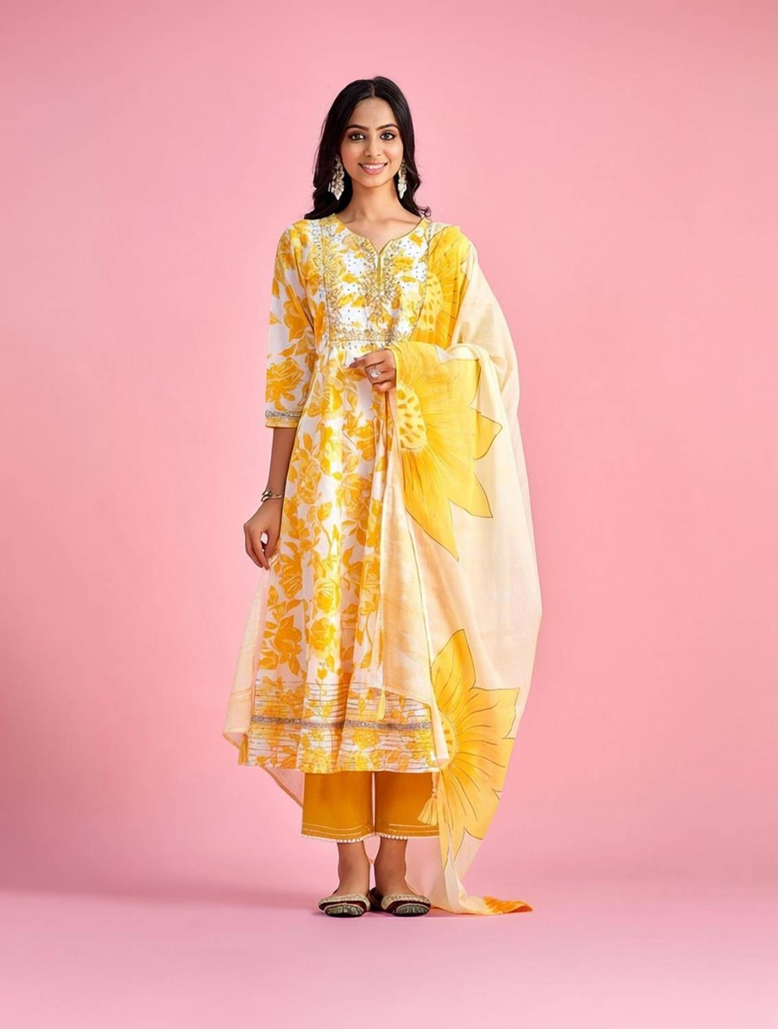 Aditi Tex Fab Printed Kurta, Trouser/Pant & Dupatta Set