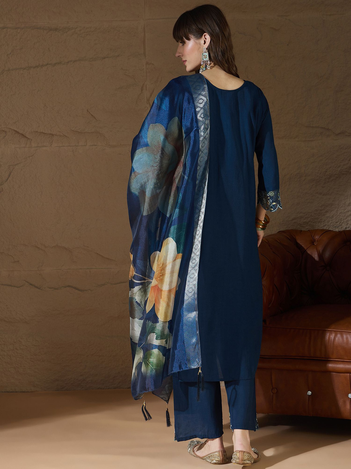 Image of VredeVogel Embroidered Kurta, Trouser /Pant & Dupatta Set