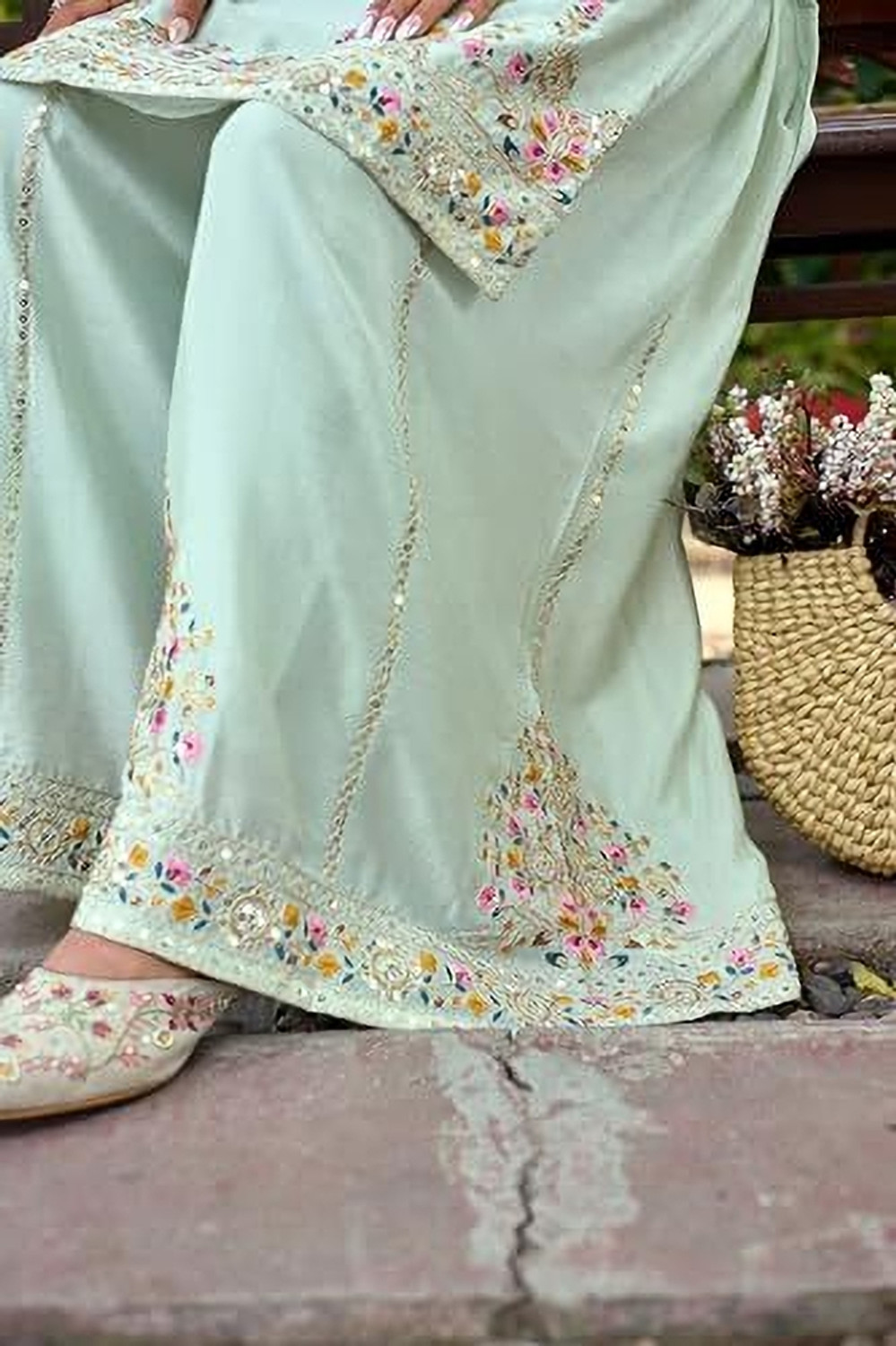 Image of SHISHKALA Embroidered Kurta, Sharara & Dupatta Set