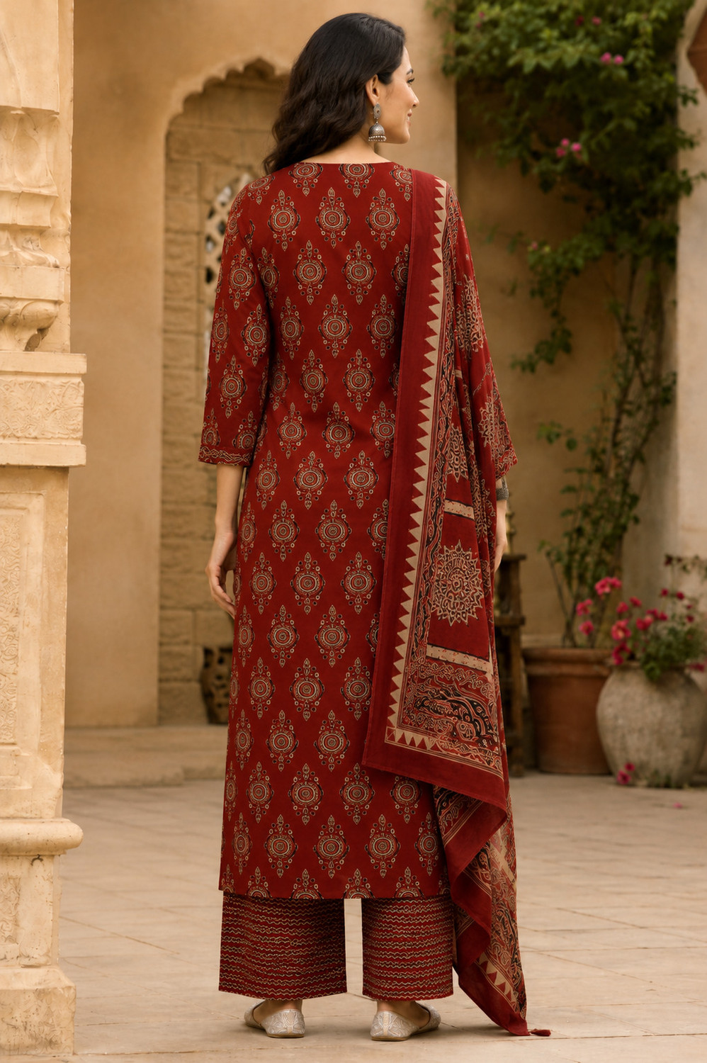 Image of BHADRIYAA Floral Print Kurta, Trouser /Pant & Dupatta Set
