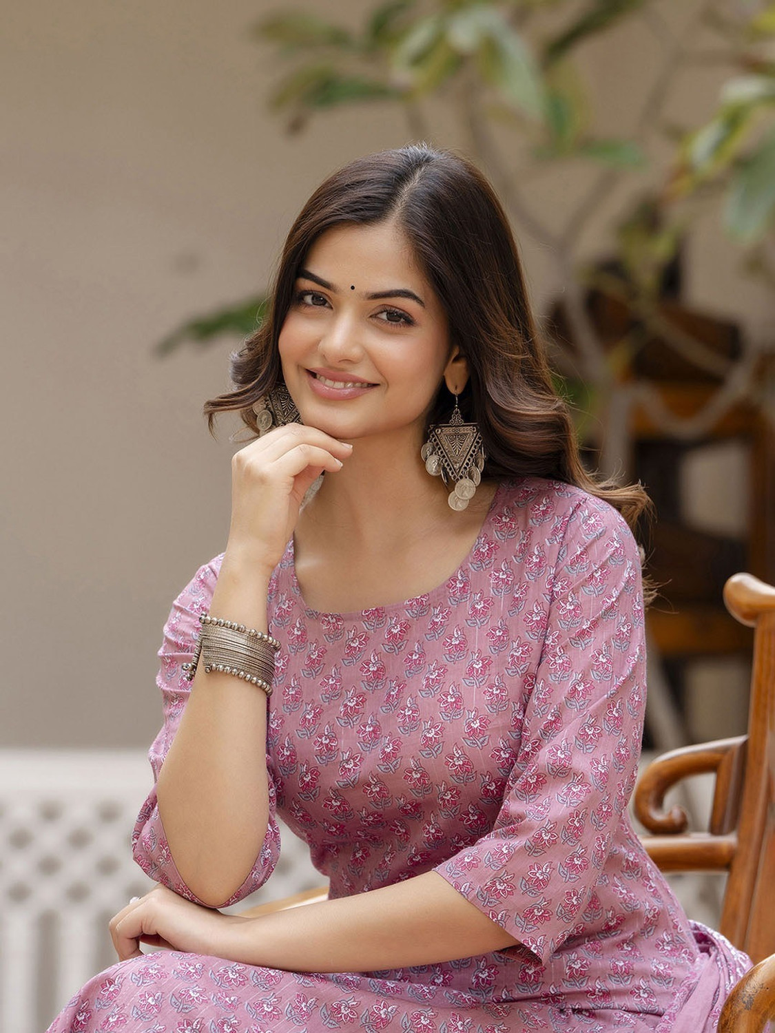 Image of Azreen Printed Kurta, Palazzo & Dupatta Set