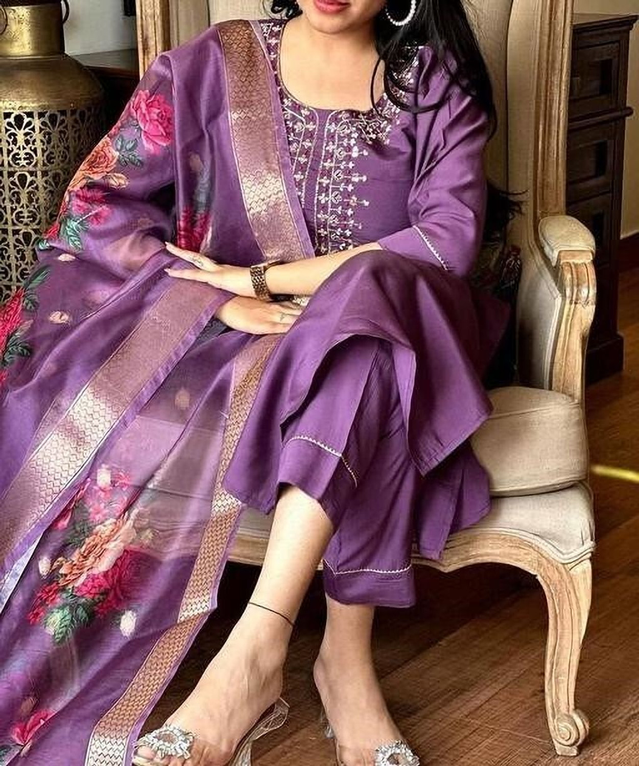 Image of Zinariya Fab Embroidered Kurta, Salwar & Dupatta Set