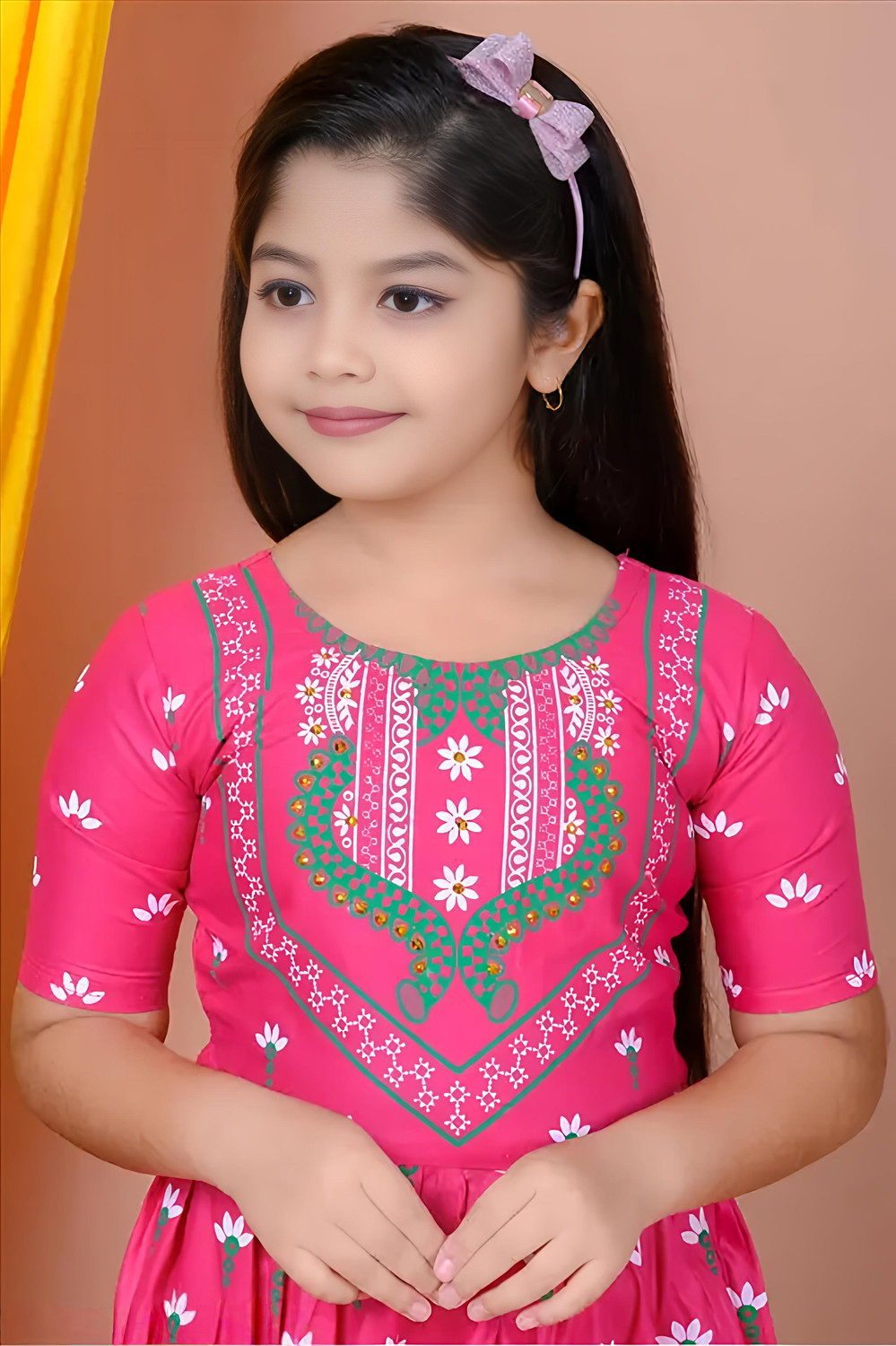 Image of NEW SK DRESSES Girls Festive & Party Kurta, Pyjama & Dupatta Set (Pink Pack of 1)