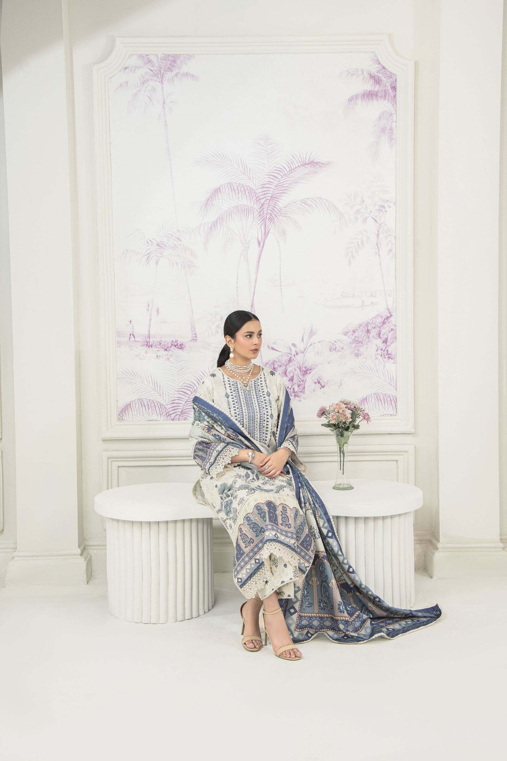 Image of ElvoraInter Printed Kurta, Trouser /Pant & Dupatta Set