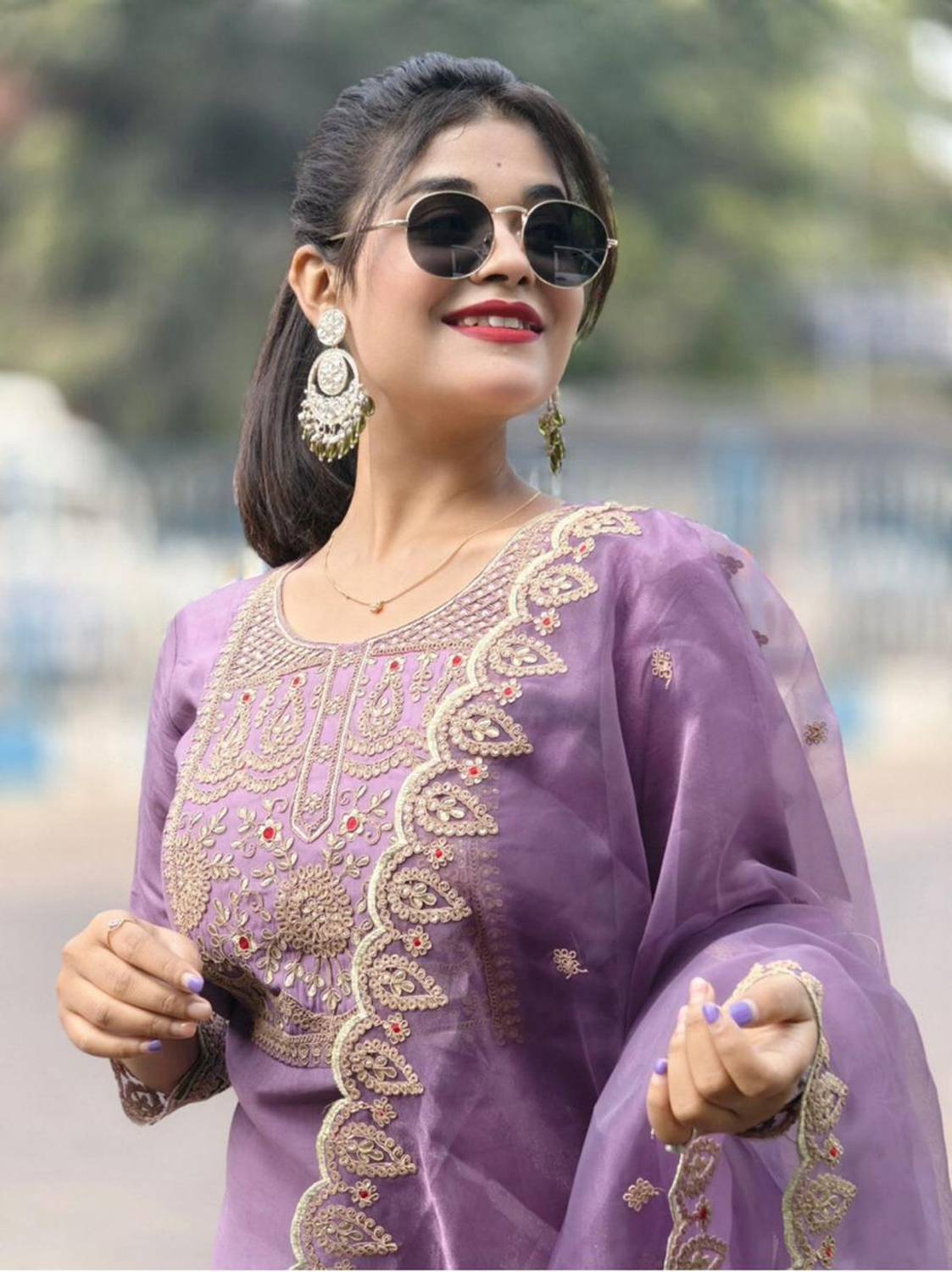CLAVINET Embroidered Kurta, Trouser/Pant & Dupatta Set
