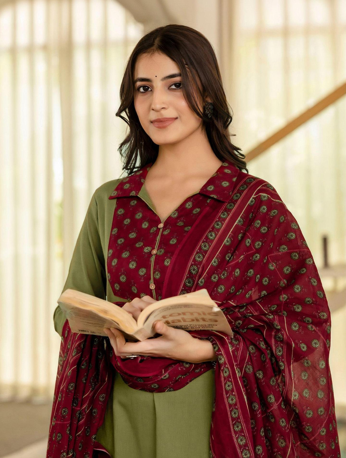 Image of Skylee Printed, Embellished, Floral Print Kurta, Trouser /Pant & Dupatta Set