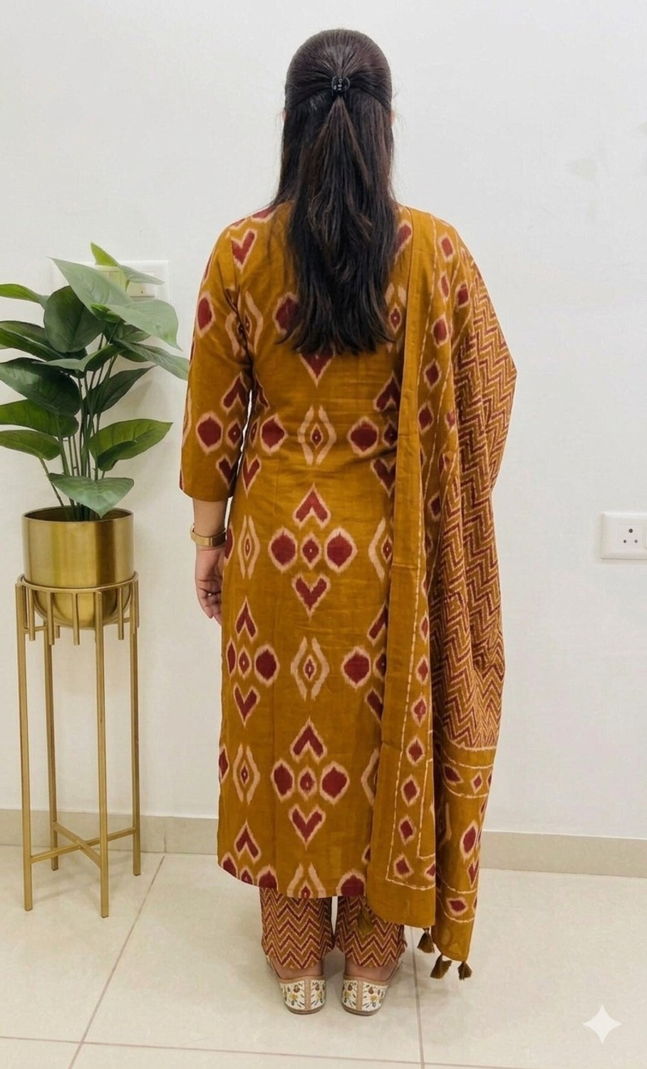 Image of FAB INN Printed Kurta, Trouser /Pant & Dupatta Set