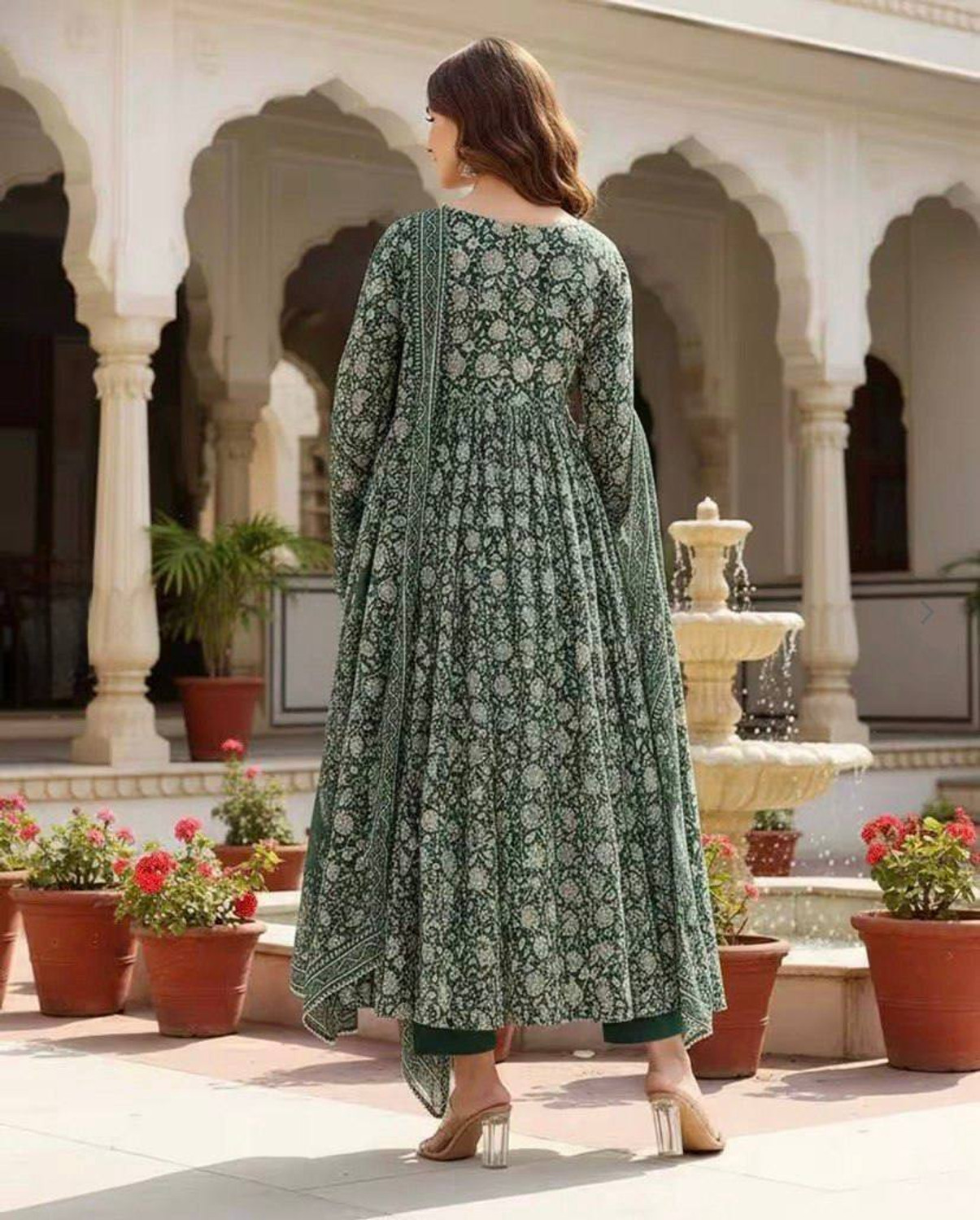Image of moxinfashion Self Design Anarkali Kurta, Bottom & Dupatta Set
