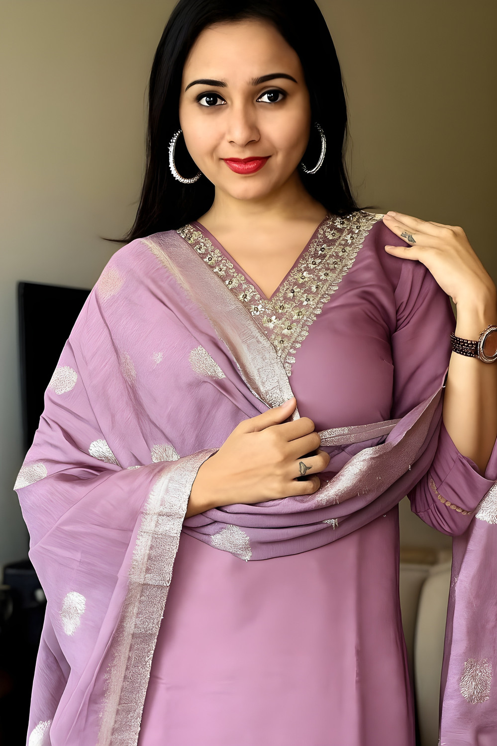 Image of Aksa Fashion Embroidered Kurta, Trouser /Pant & Dupatta Set
