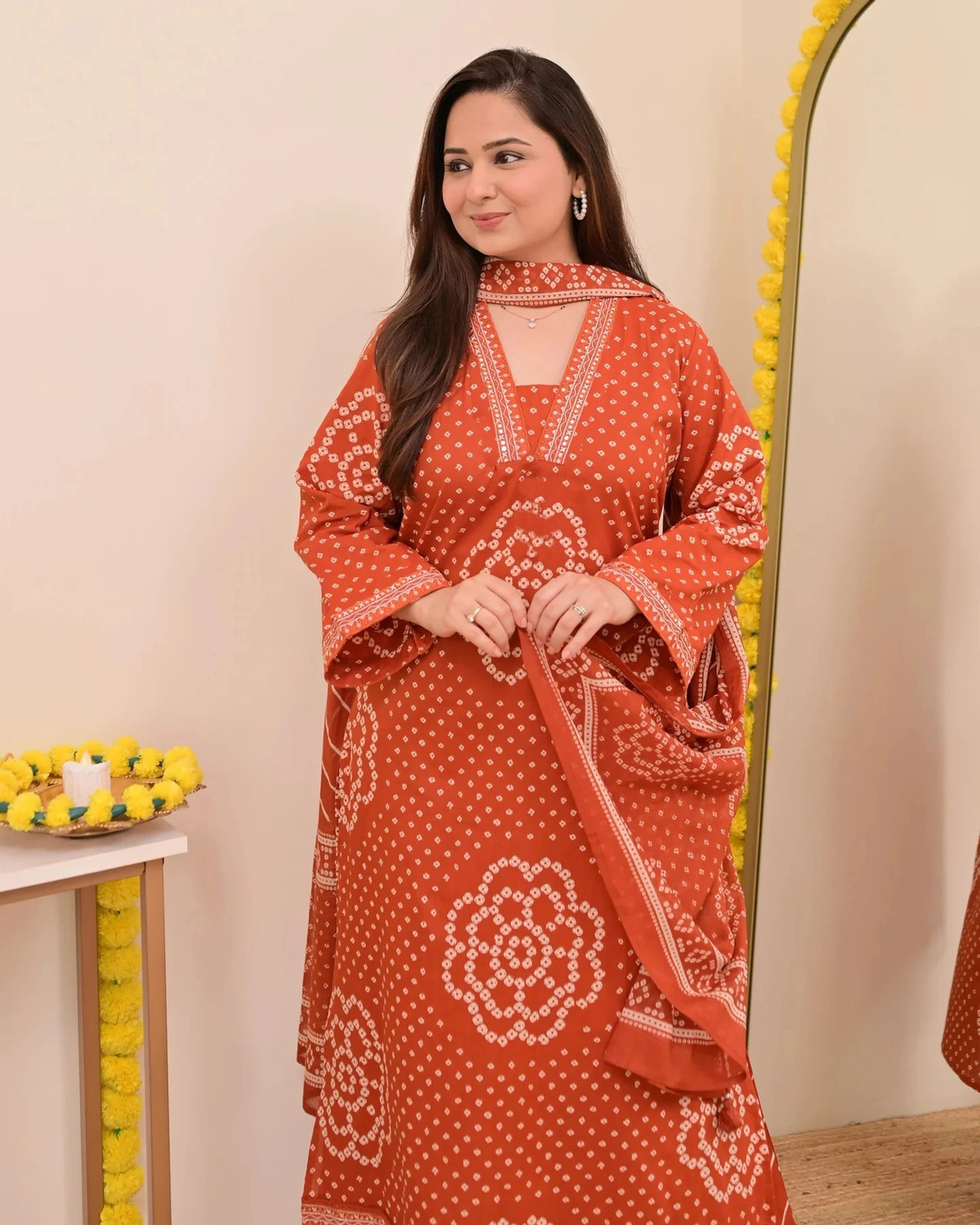 Image of KBZ Printed Kurta, Palazzo & Dupatta Set